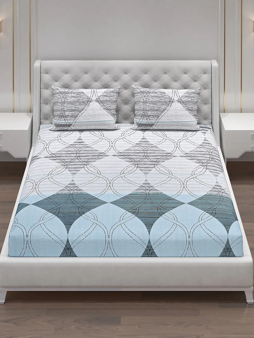 120 GSM  Polyester Double Bed Bedsheet with 2 Pillow Covers