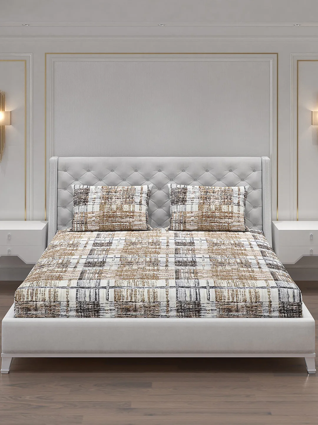 120 GSM  Polyester Double Bed Bedsheet with 2 Pillow Covers