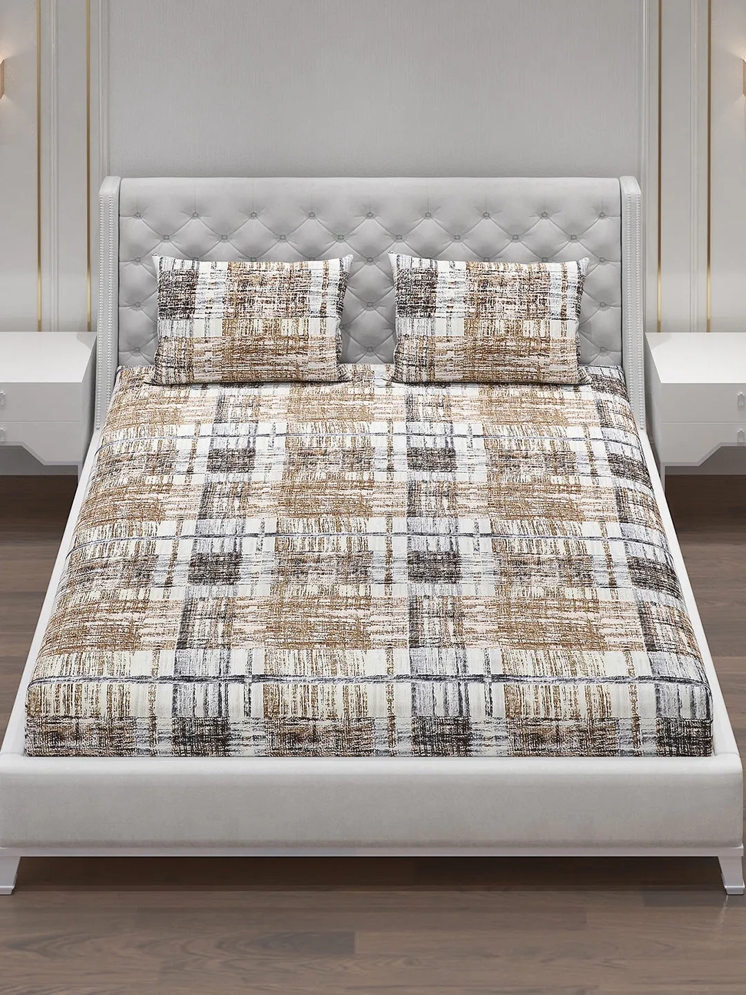 120 GSM  Polyester Double Bed Bedsheet with 2 Pillow Covers
