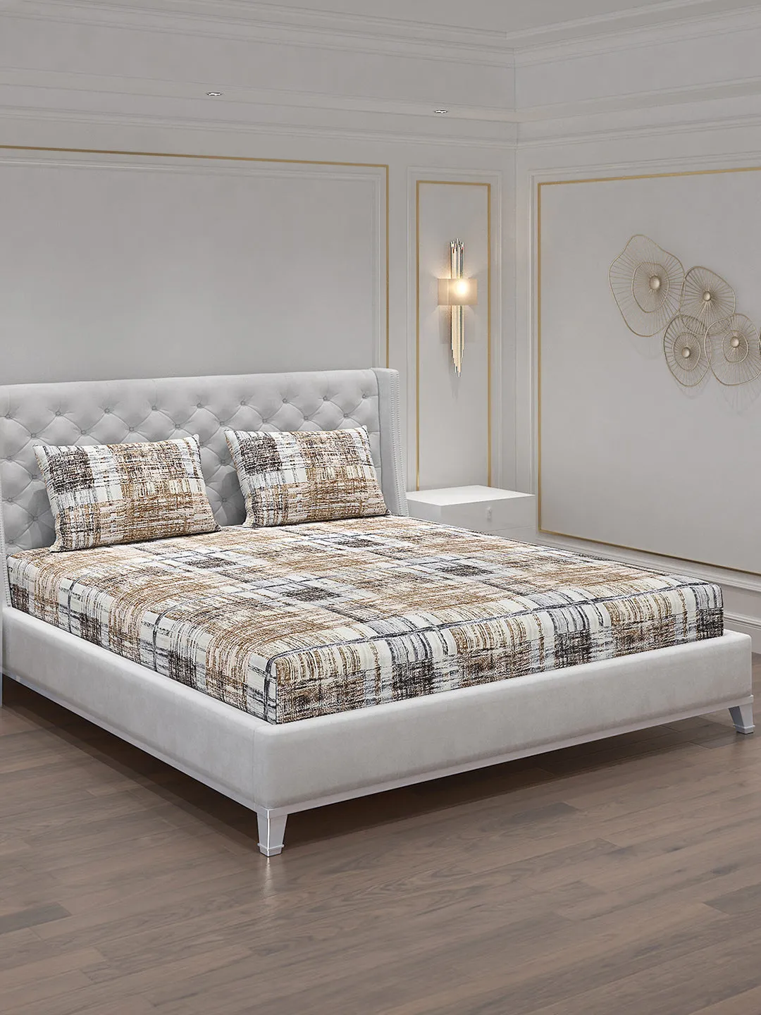 120 GSM  Polyester Double Bed Bedsheet with 2 Pillow Covers