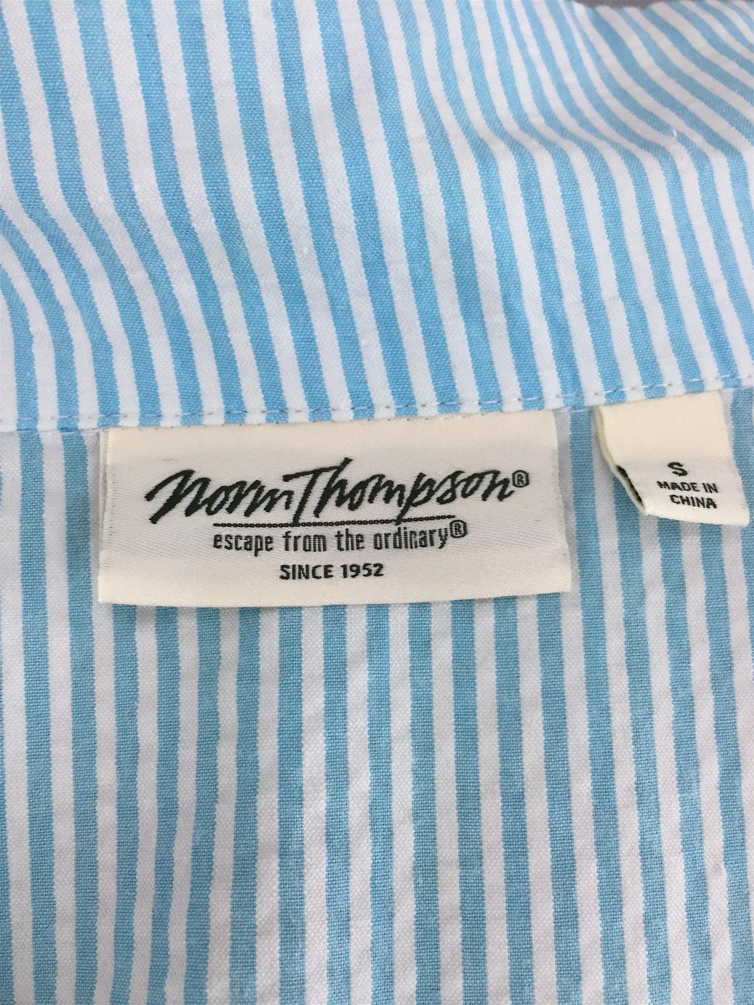 1980s Vintage Blue Striped Seersucker Day Dress