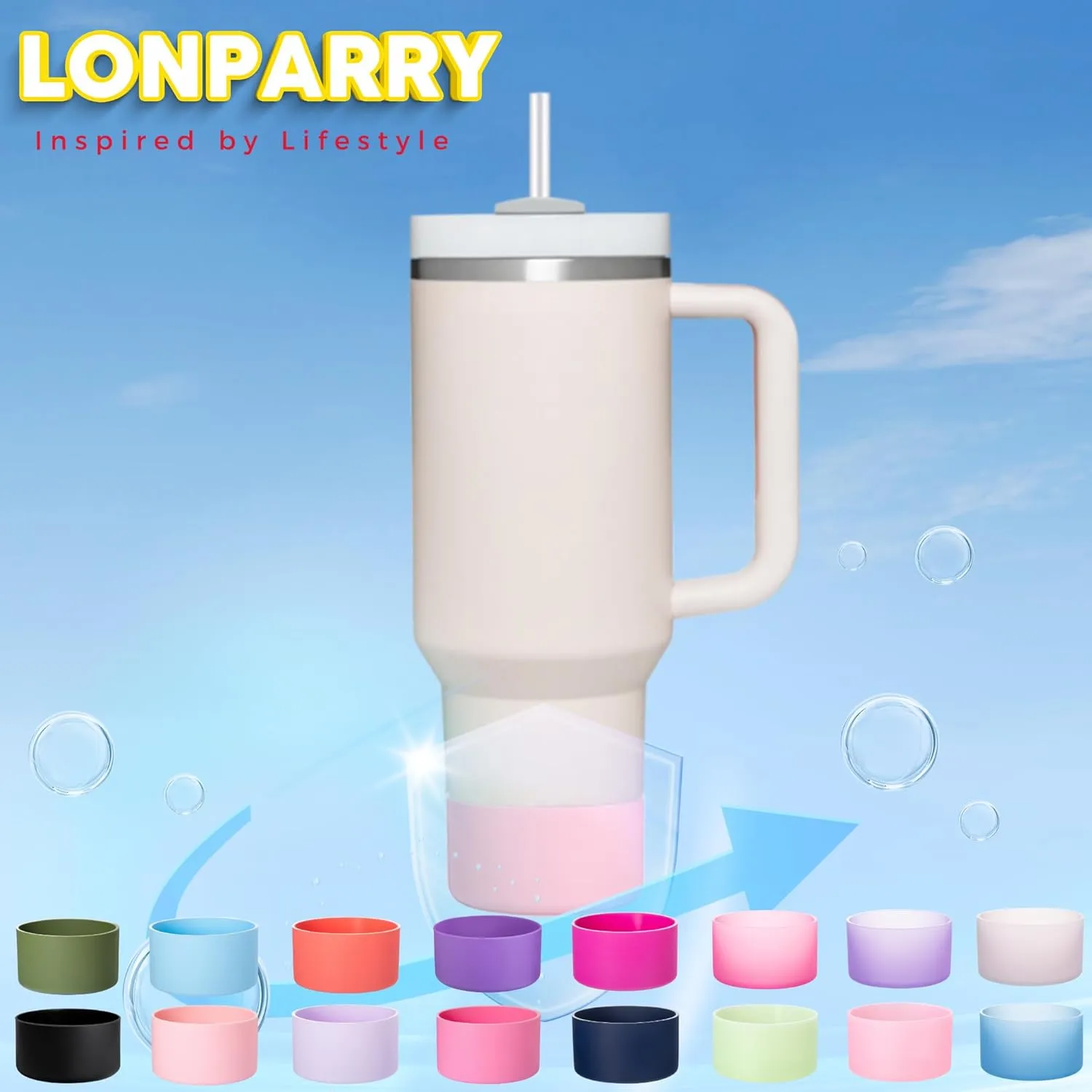 2-Pack Silicone Boot for Stanley 40 30 oz Quencher Adventure Tumbler, IceFlow 30 20 oz, Stanley Cup Protector