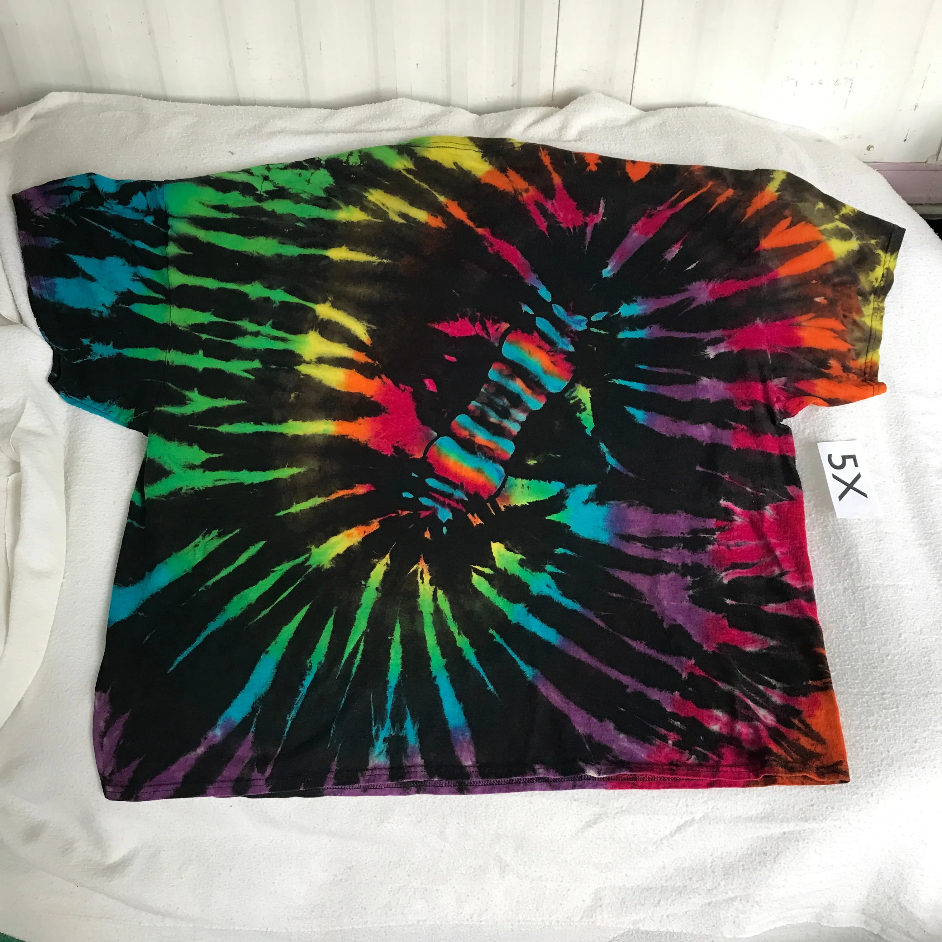 5X Discharged Tie-Dye Time Warp Rainbow Spiral Tee