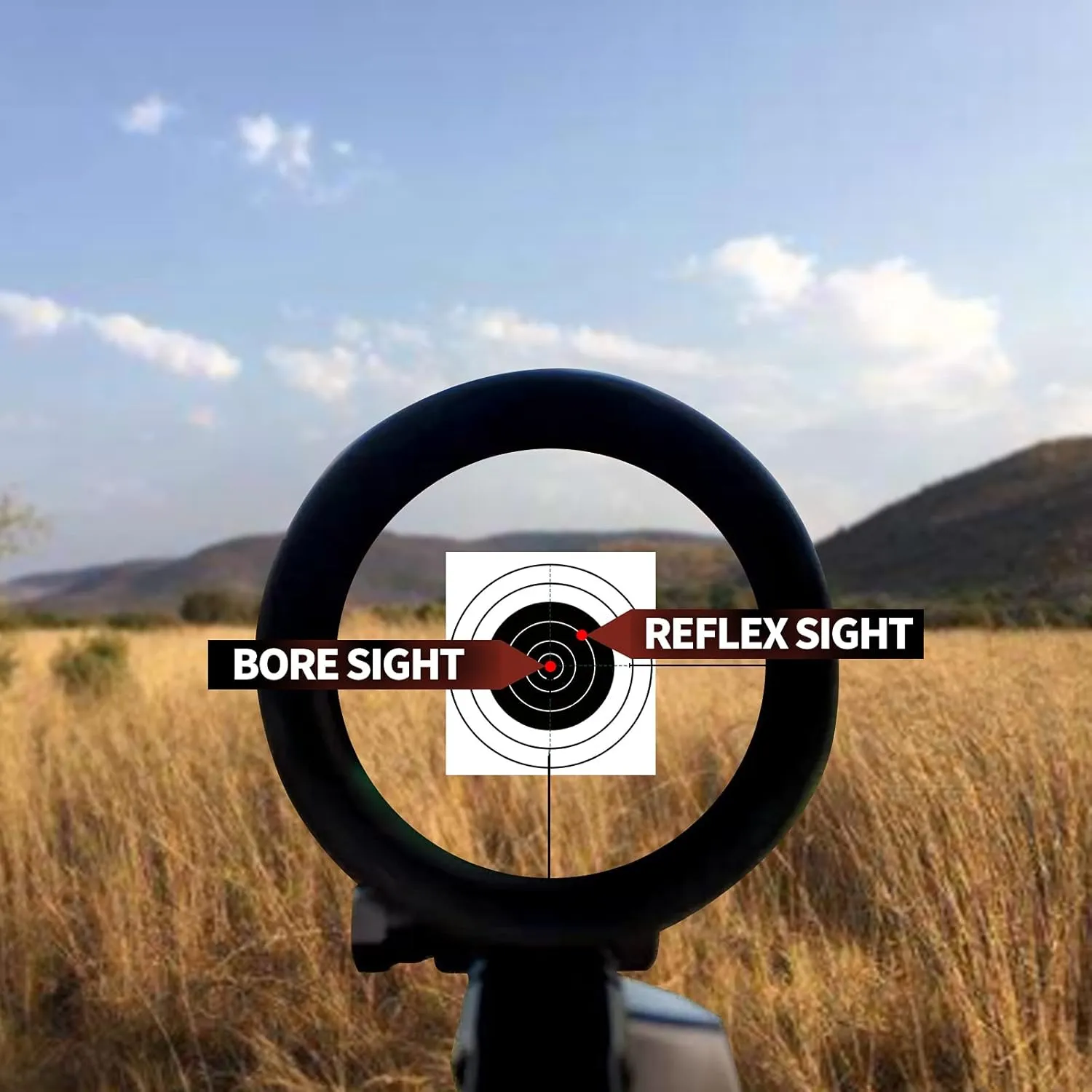 9MM/ .243 .308/6.5MM/300BLK 7.62x35mm/.44mag/30-06/25-06/270 Cal Rem Gauge Bore Sight Red Dot Boresighter with Batteries
