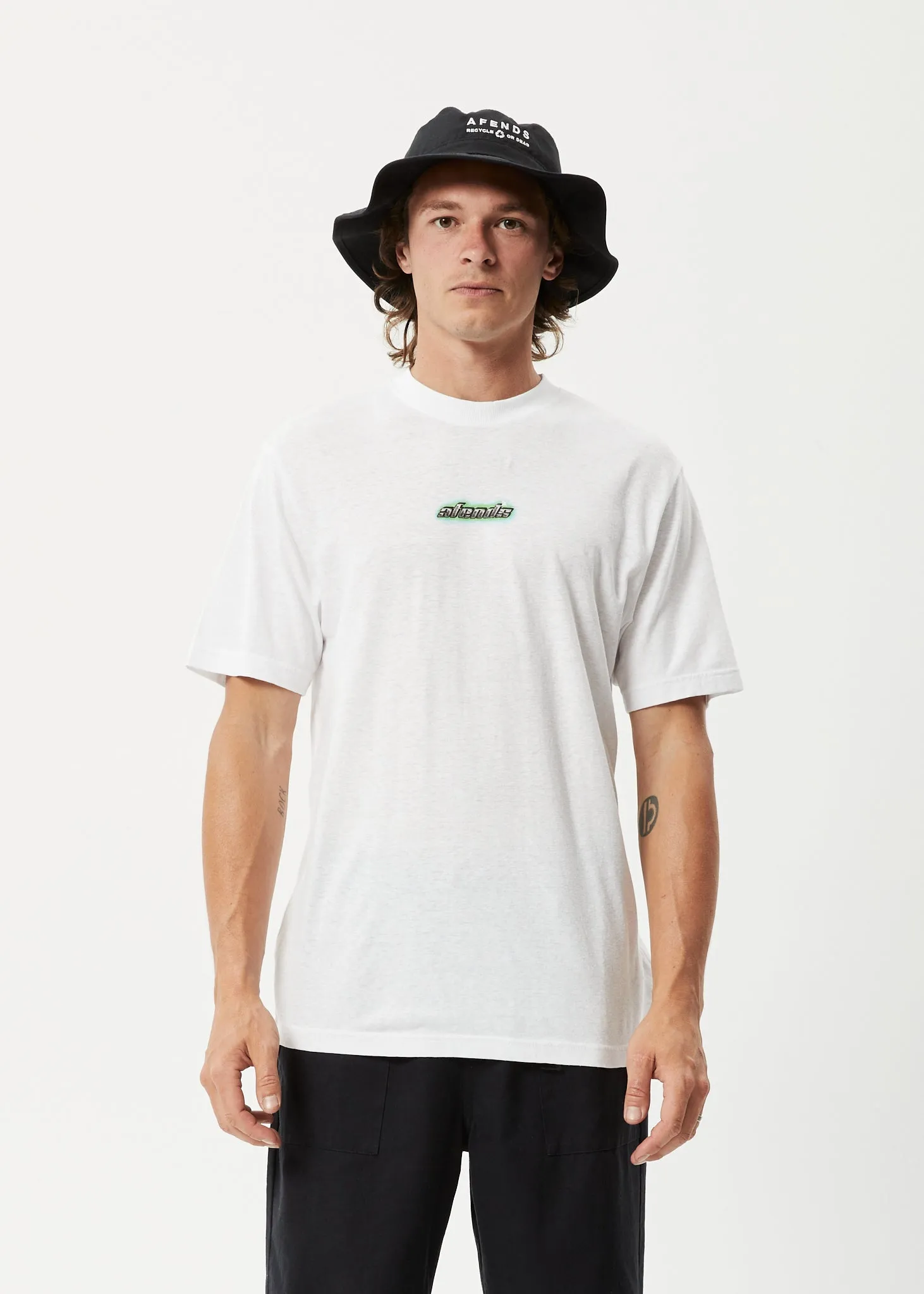 AFENDS Mens Heatwave - Retro Graphic Logo T-Shirt - White