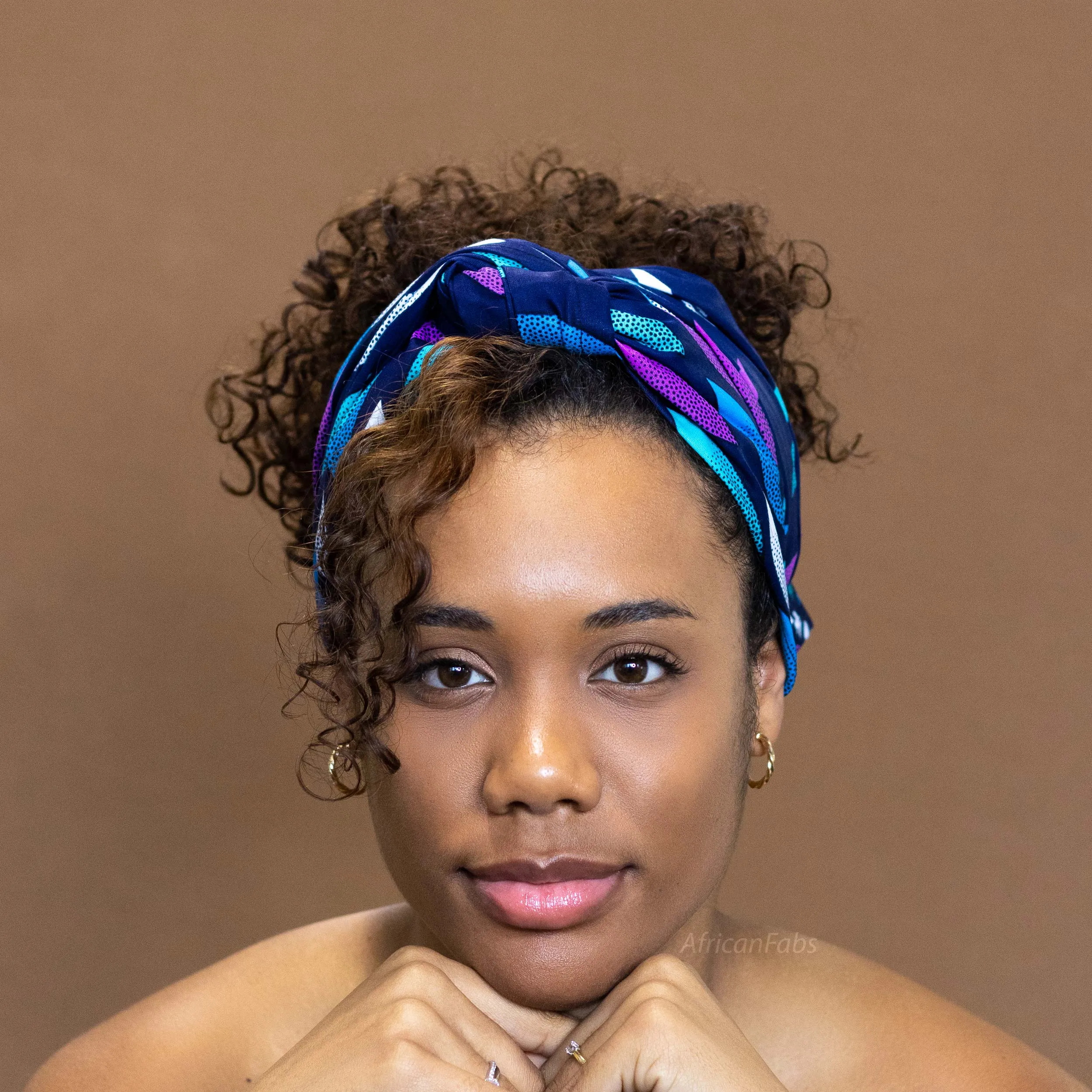 African Blue / pink sunburst headwrap