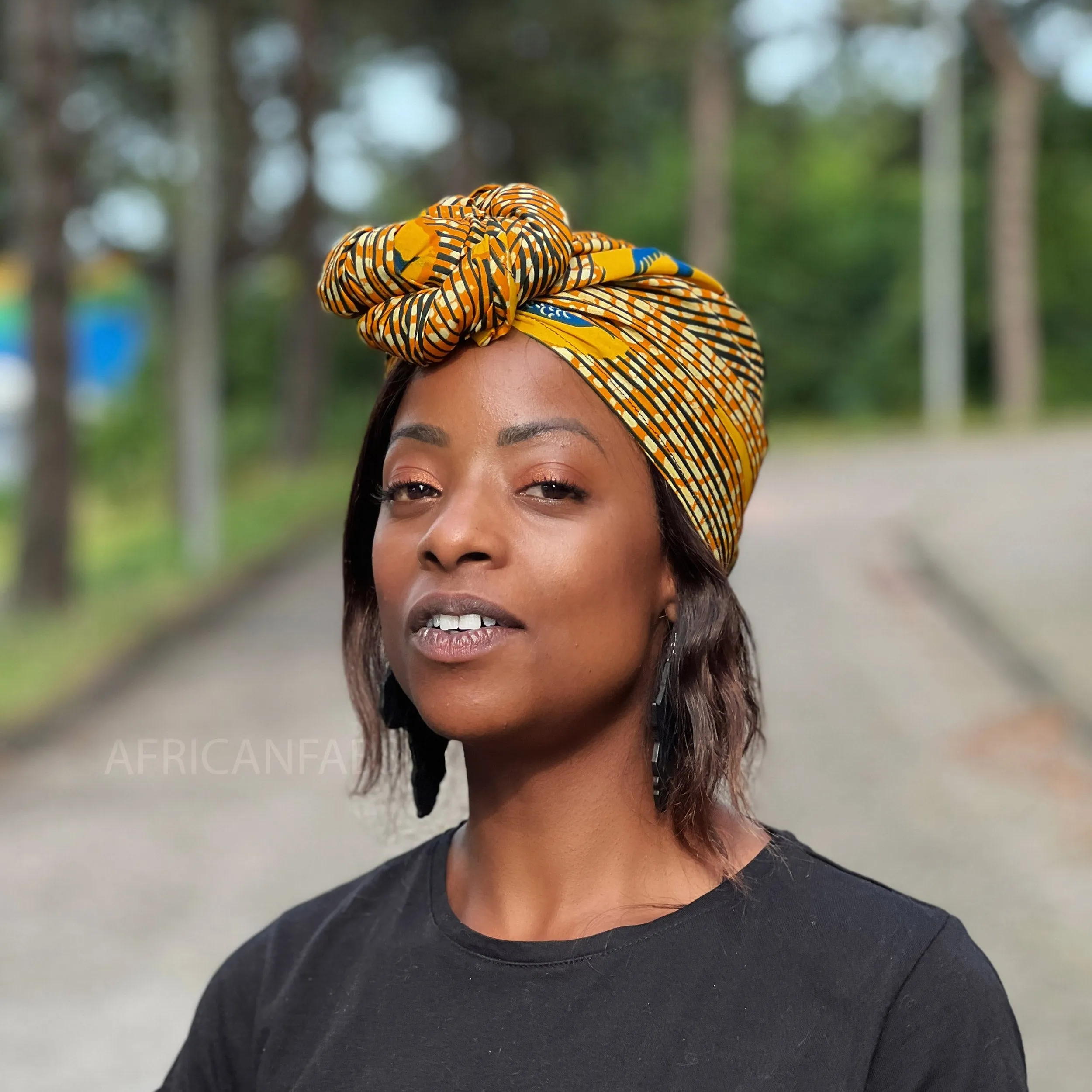 African headwrap - Yellow speedbird (Vlisco)