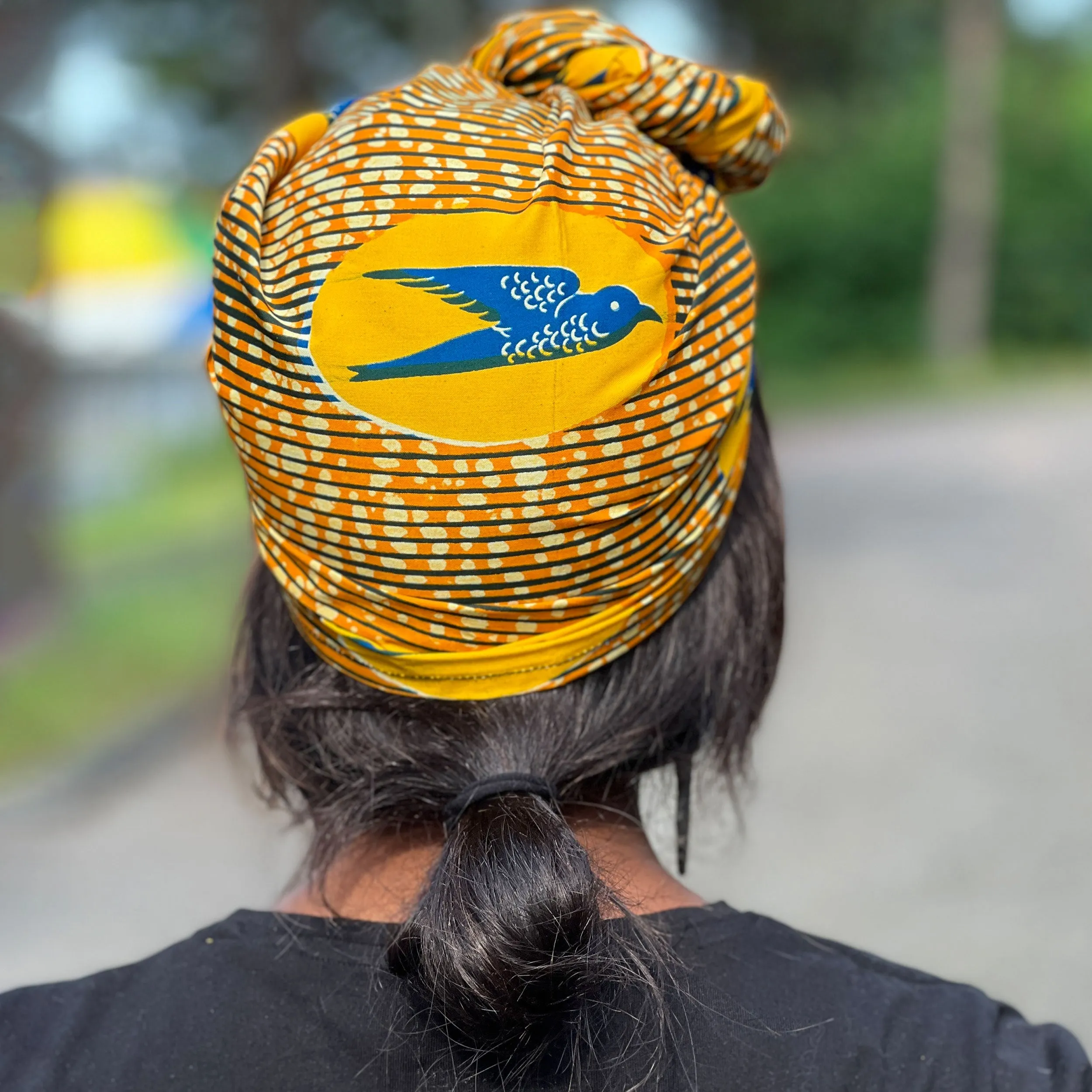 African headwrap - Yellow speedbird (Vlisco)