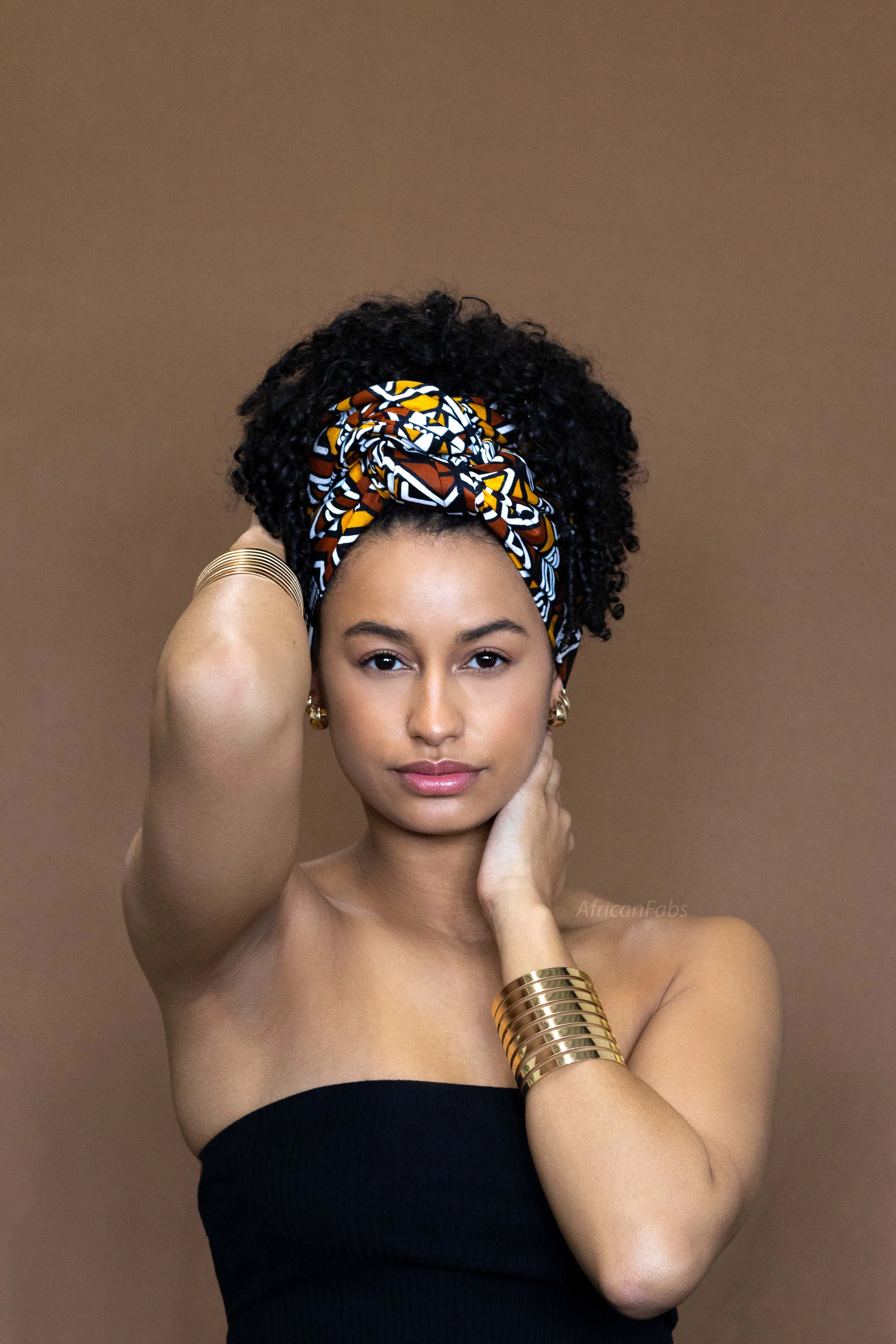African Mustard / White Bogolan / Mud headwrap