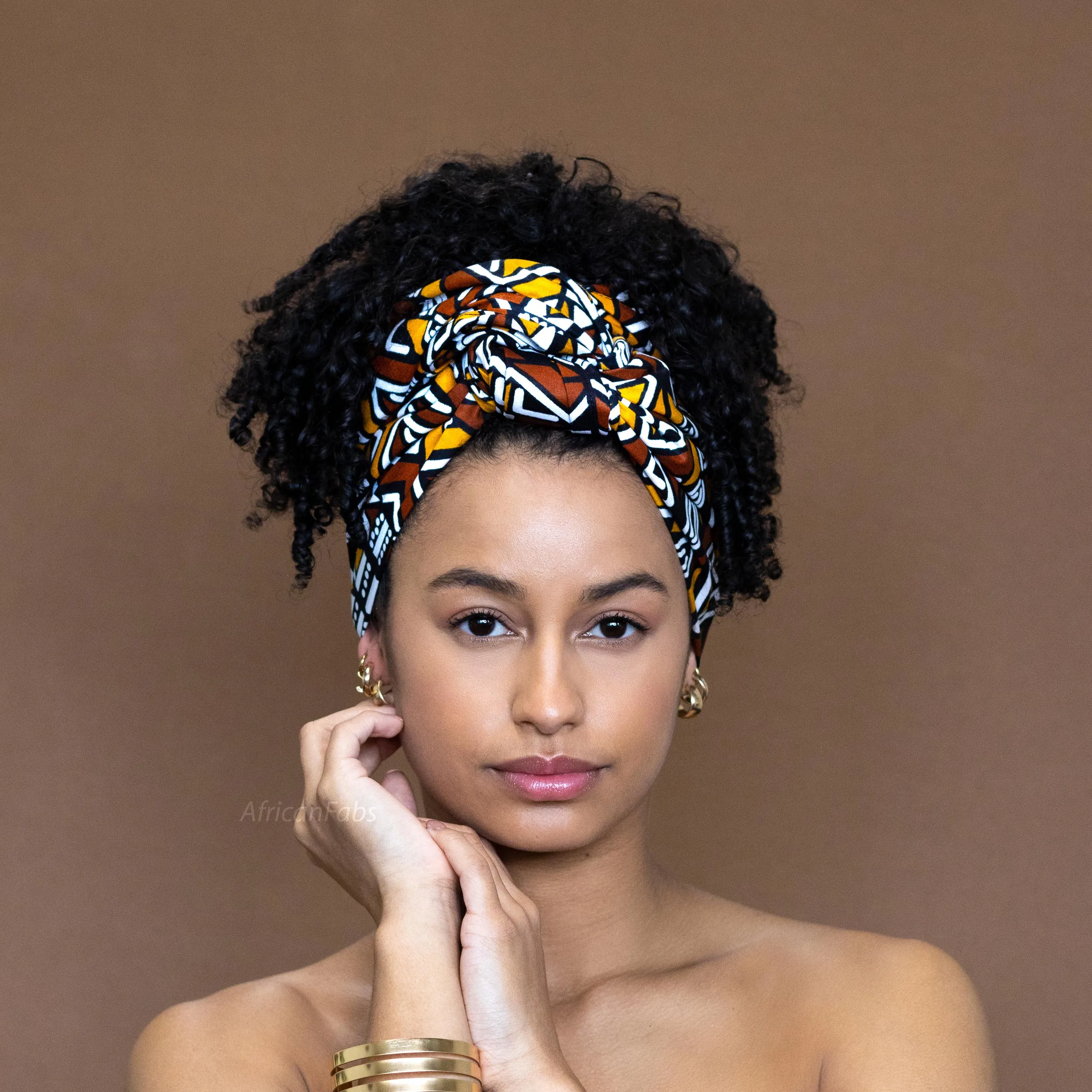 African Mustard / White Bogolan / Mud headwrap