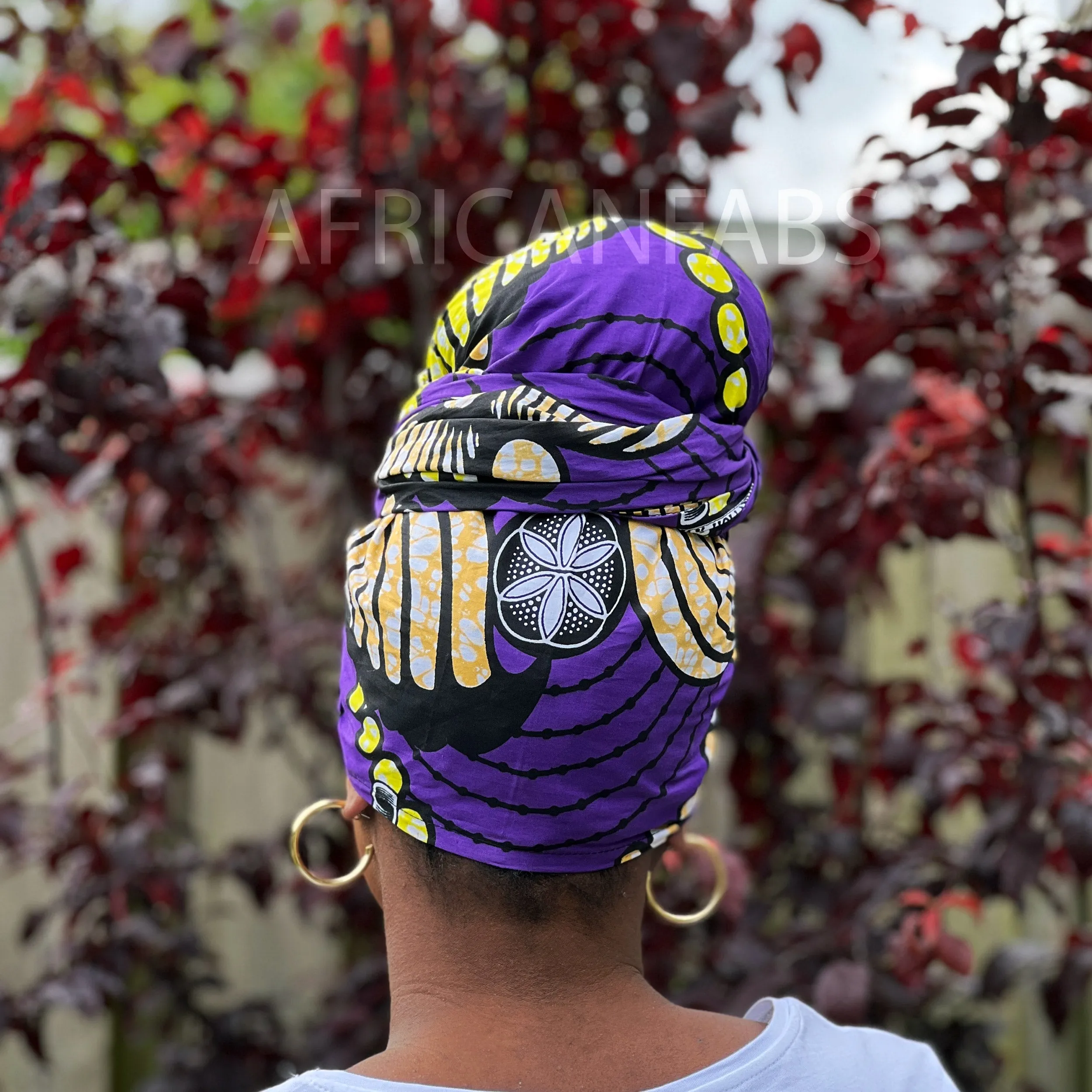 African Purple flowers - headwrap