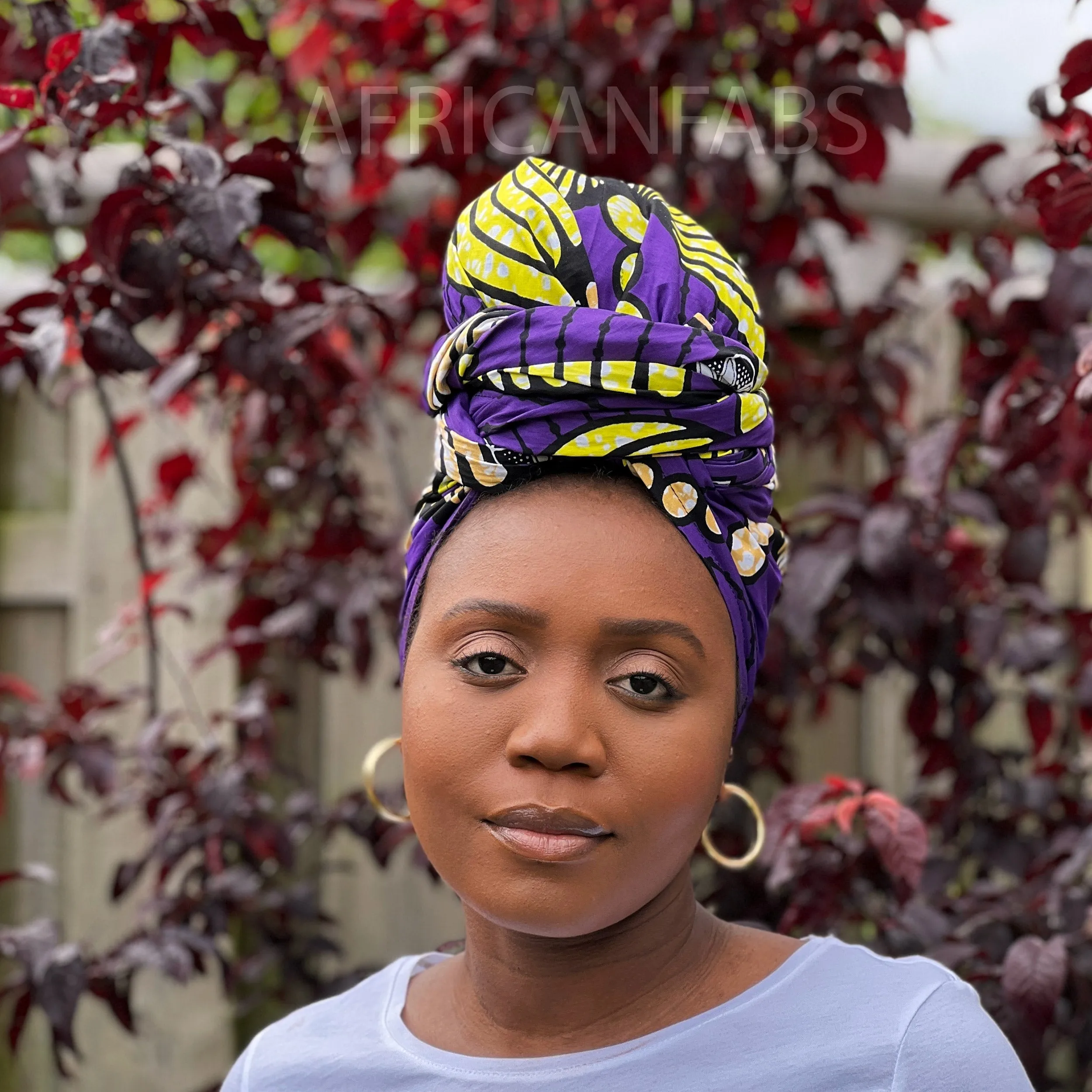 African Purple flowers - headwrap