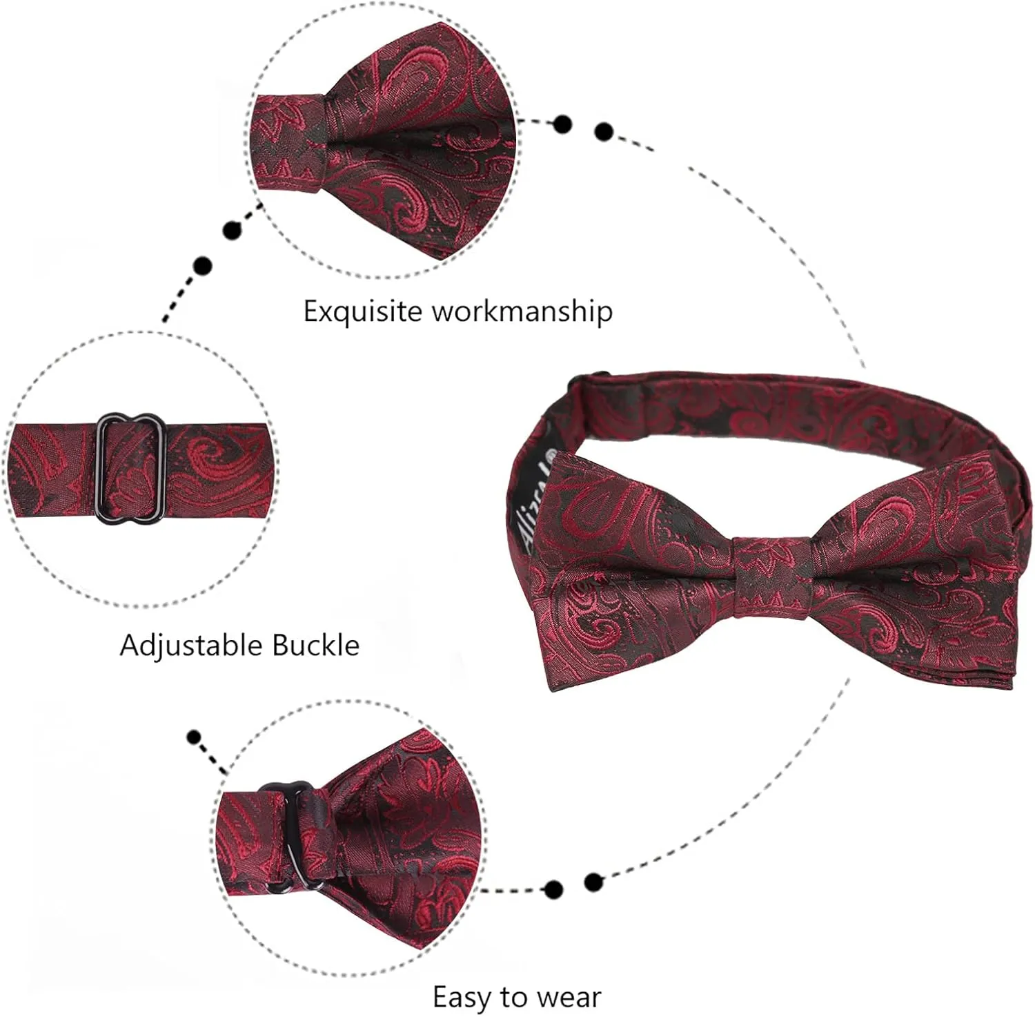 Alizeal Boys Adjustable Fashion Paisley Floral Strapped Pre-tied Kids Bow Tie