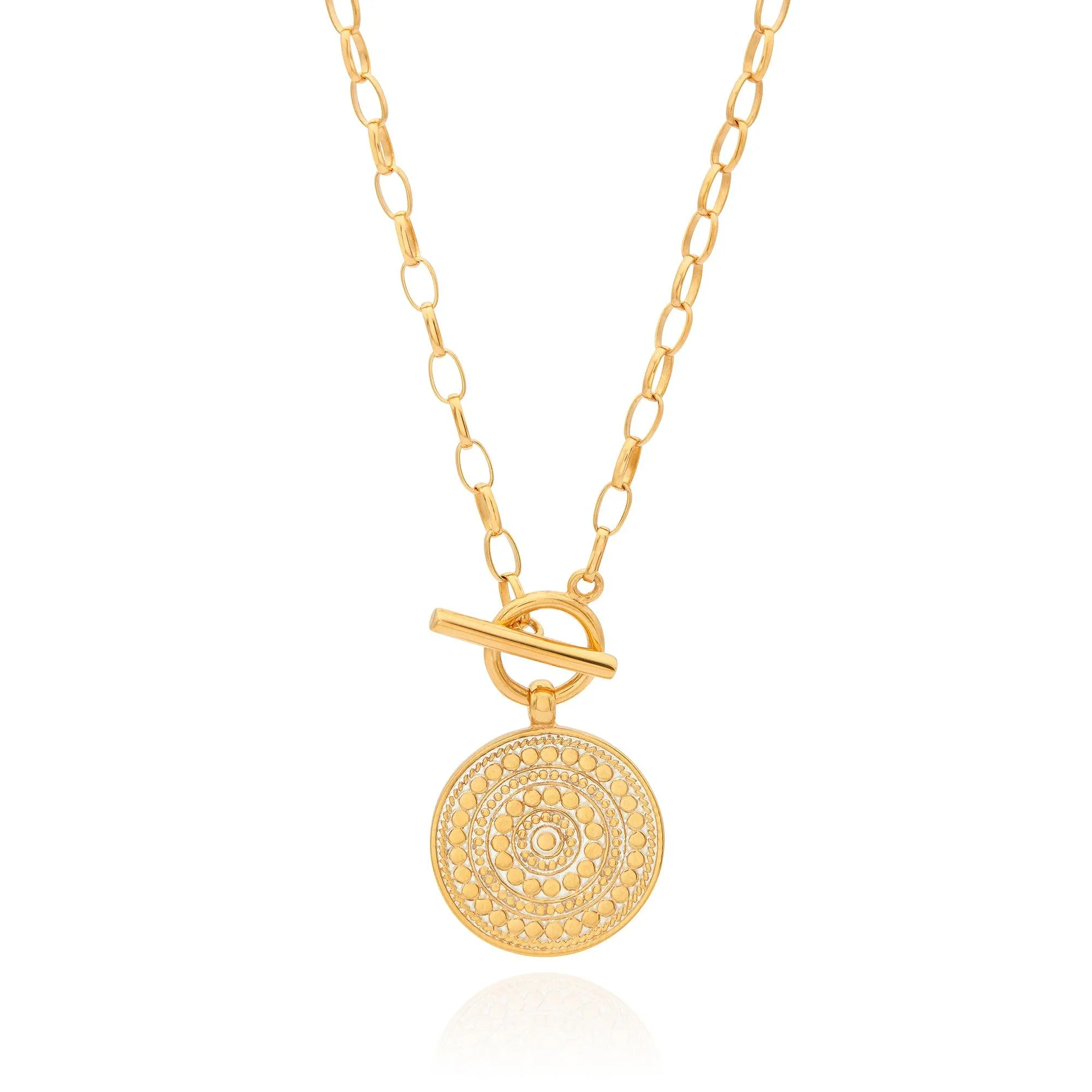 Anna Beck Gold Contrast Dotted Circle Toggle Necklace
