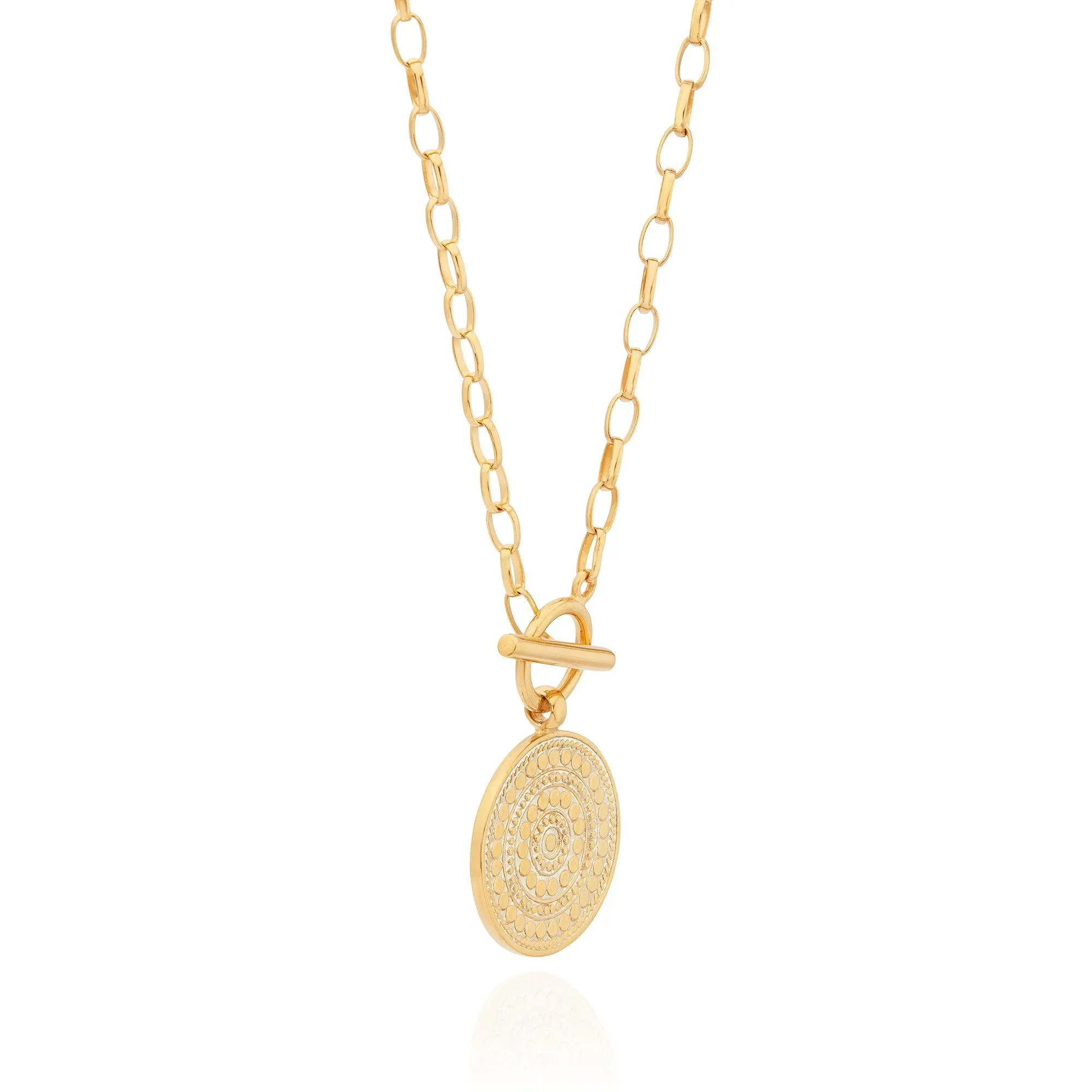 Anna Beck Gold Contrast Dotted Circle Toggle Necklace