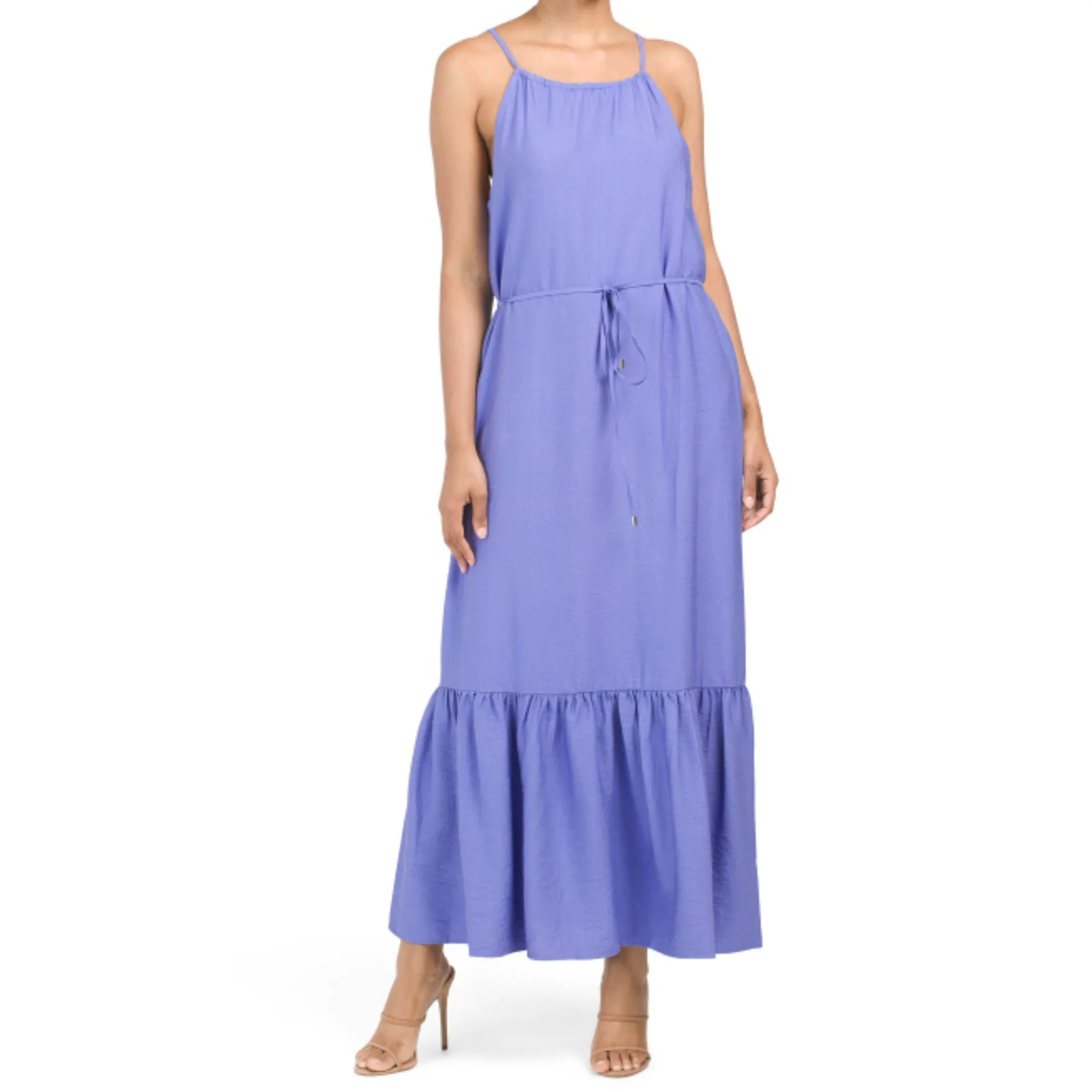 Anne Klein Women's Tiered Hem Self Sash Cami Maxi Dress