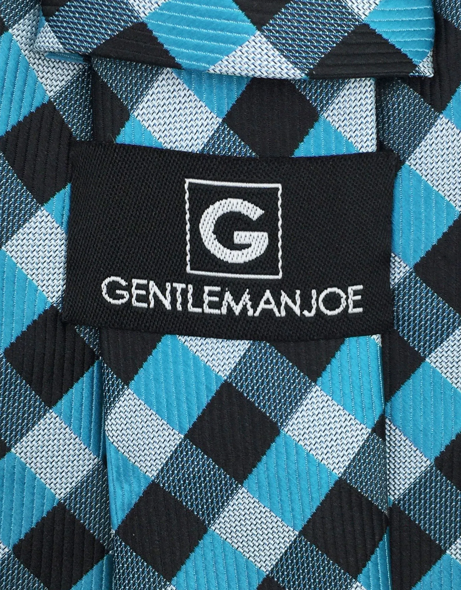 Aqua and Black Check Tie