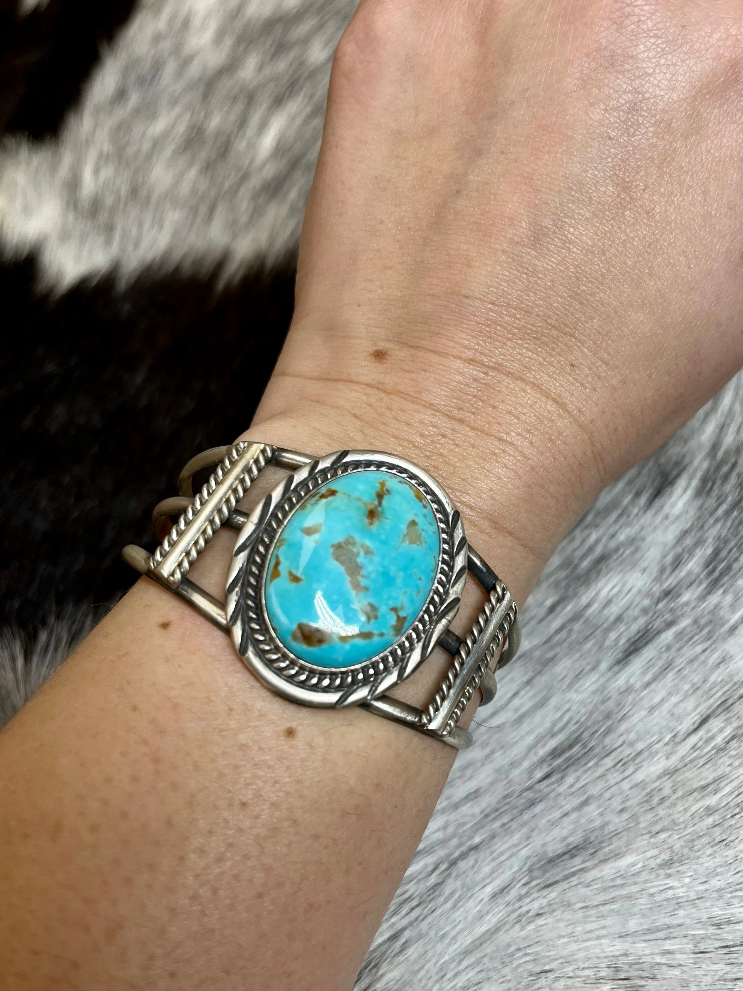 Augustine Largo Genuine Kingman Stone Turquoise Cuff Bracelet ALTC02