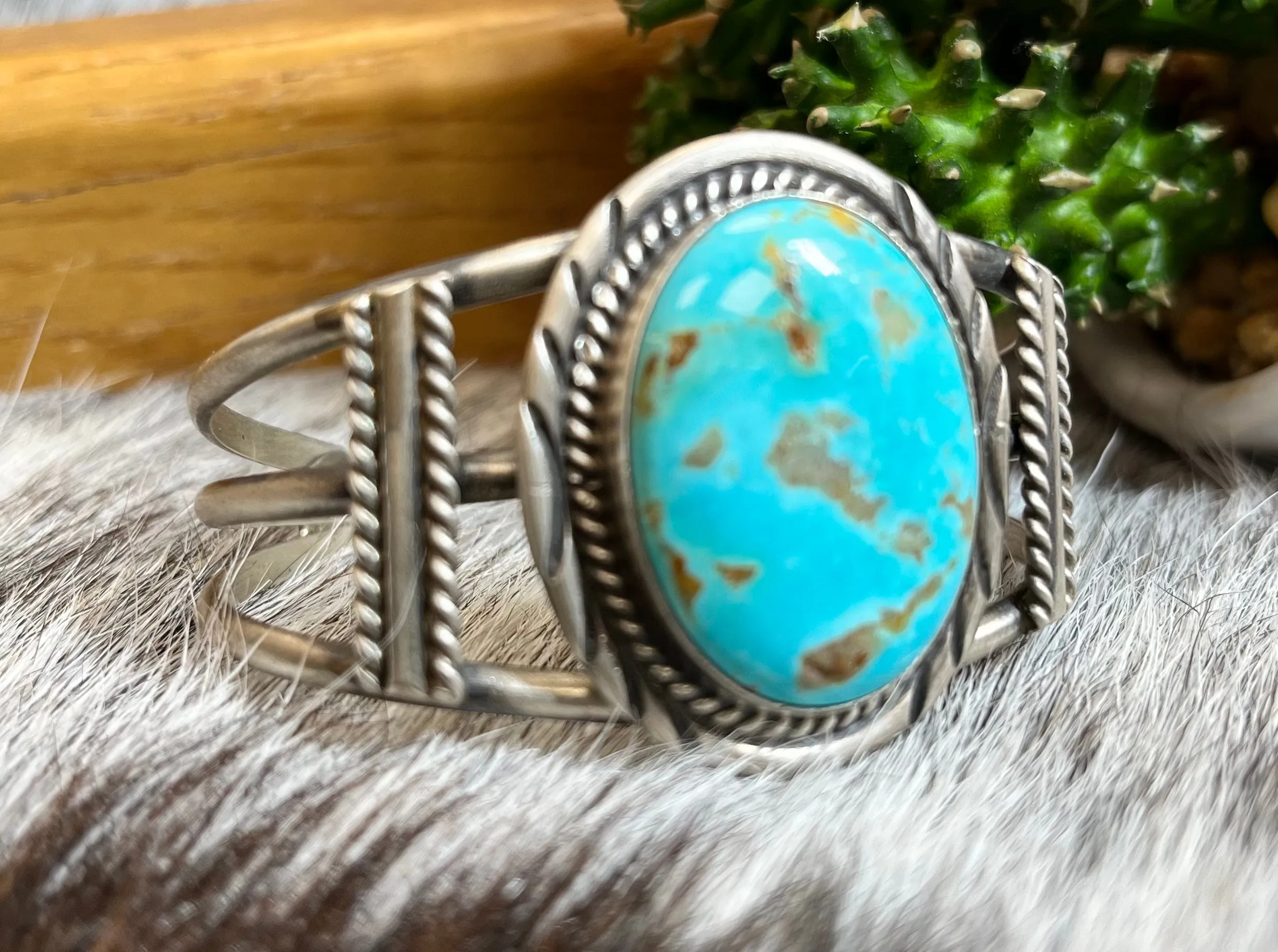 Augustine Largo Genuine Kingman Stone Turquoise Cuff Bracelet ALTC02