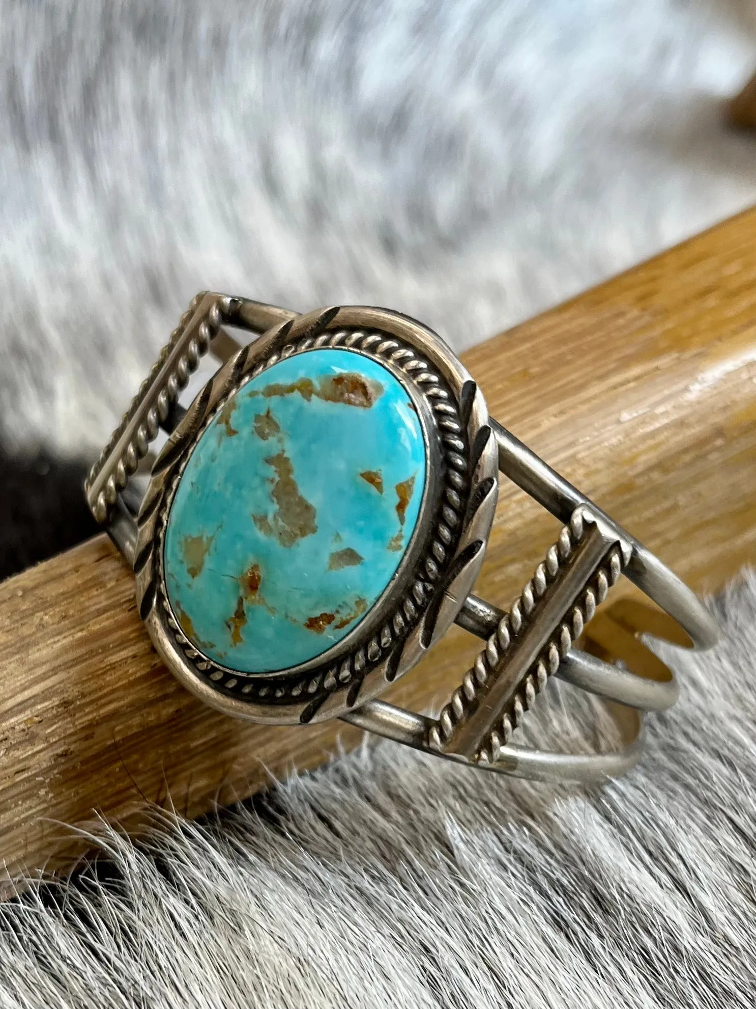 Augustine Largo Genuine Kingman Stone Turquoise Cuff Bracelet ALTC02