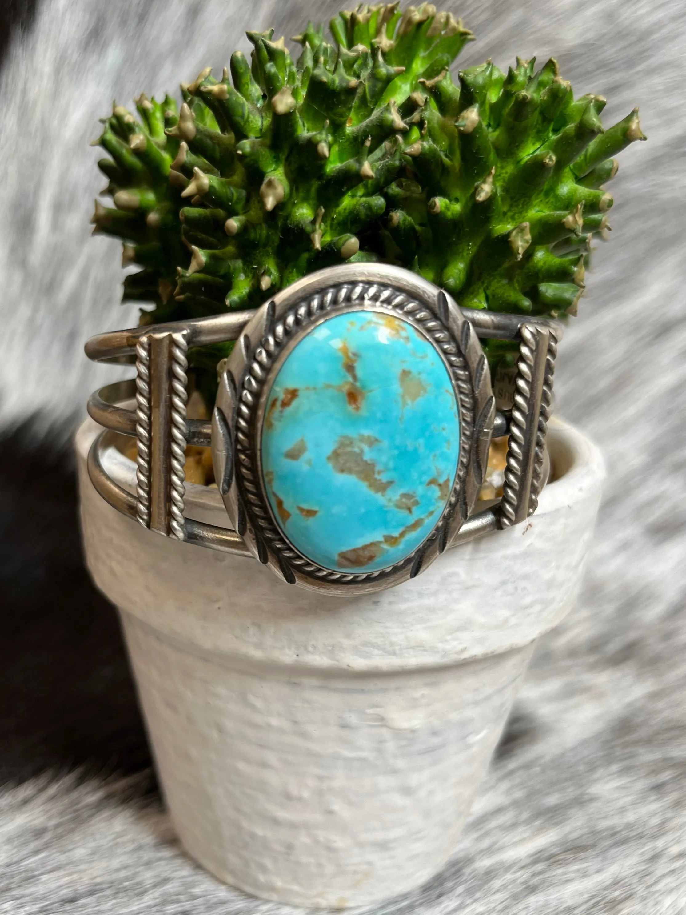 Augustine Largo Genuine Kingman Stone Turquoise Cuff Bracelet ALTC02