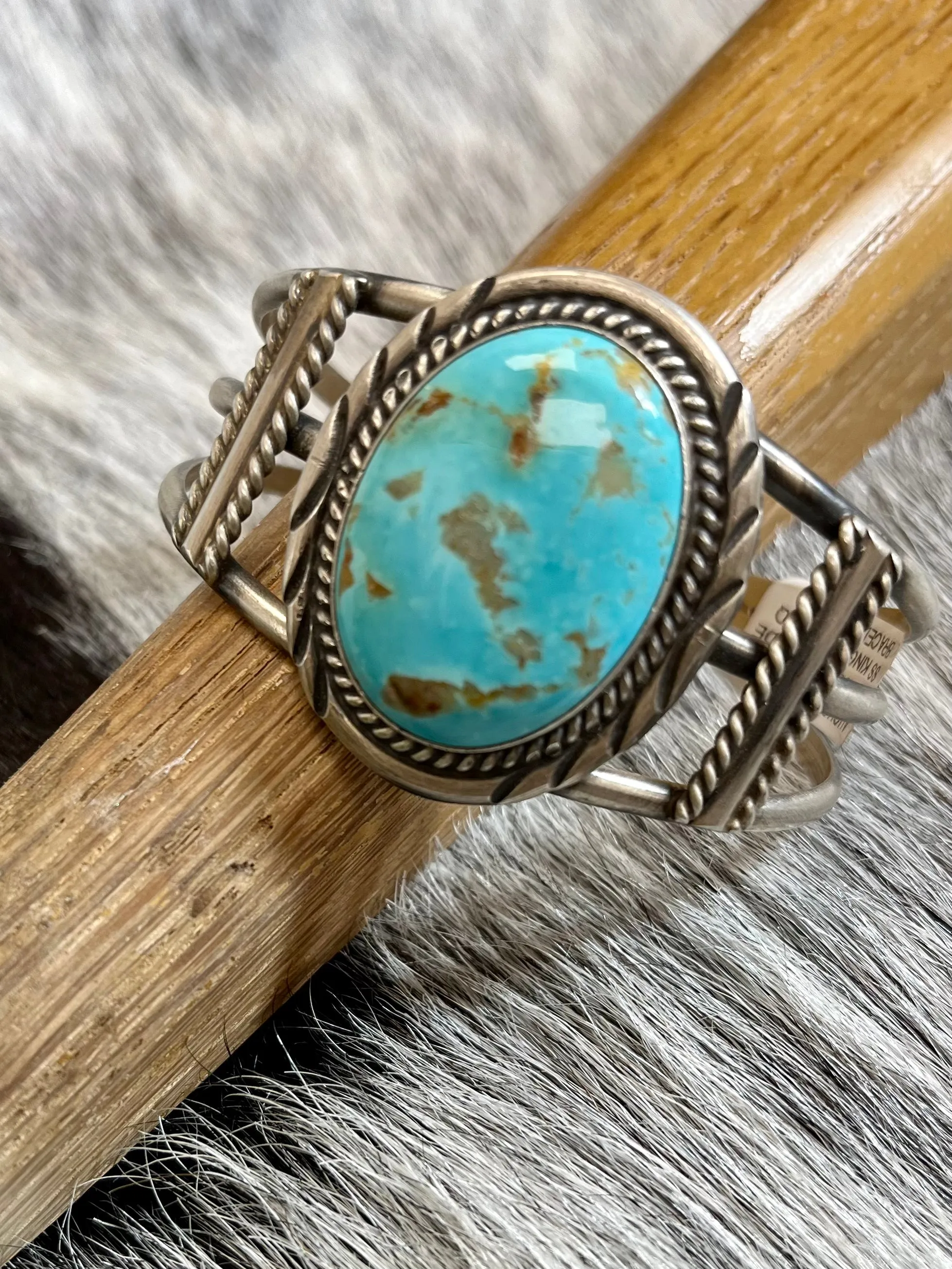 Augustine Largo Genuine Kingman Stone Turquoise Cuff Bracelet ALTC02