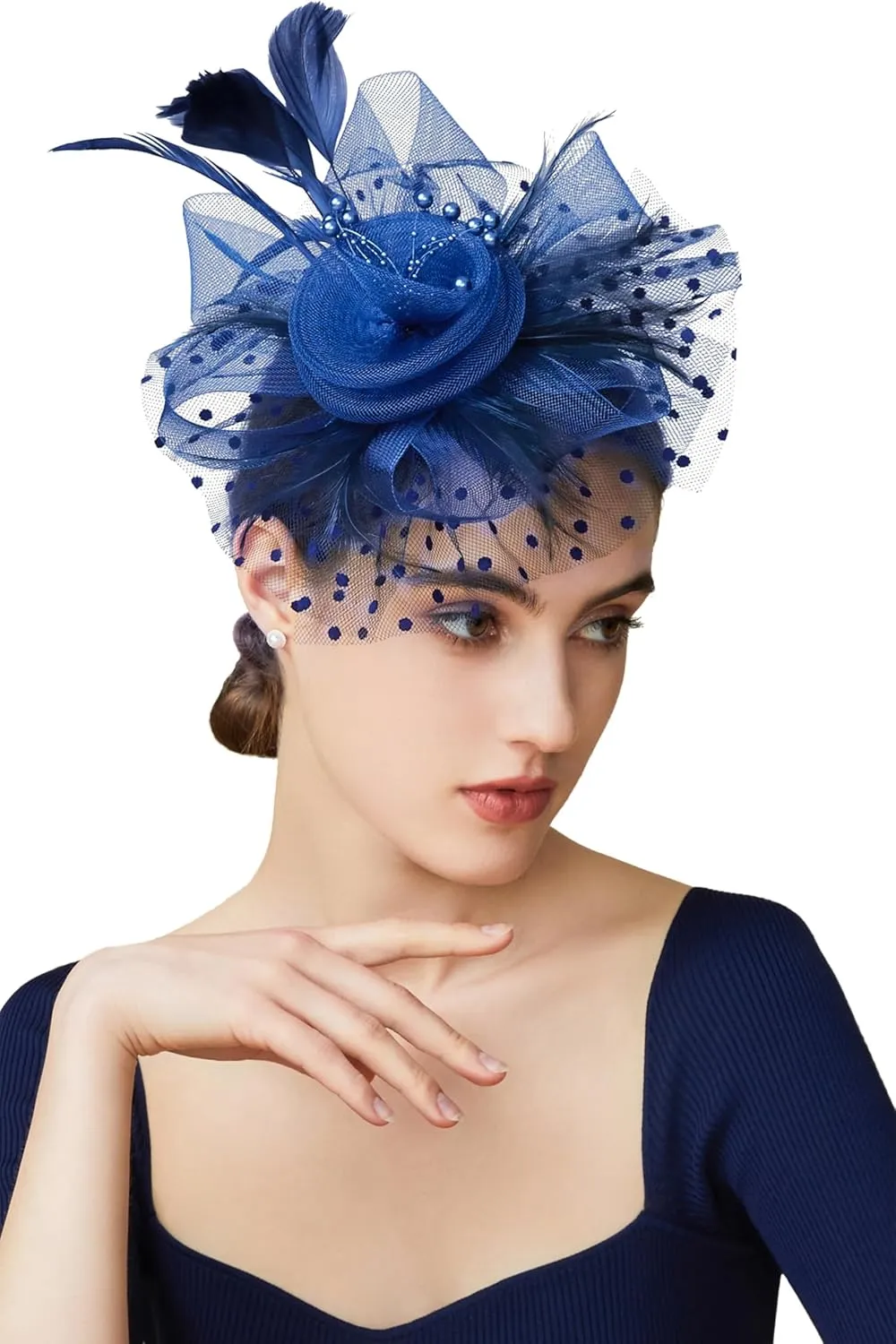 BABEYOND Fascinator Hats for Women Tea Party Hat Kentucky Fascinators Headband Derby Hats Wedding Flower Feathers Hair Clip