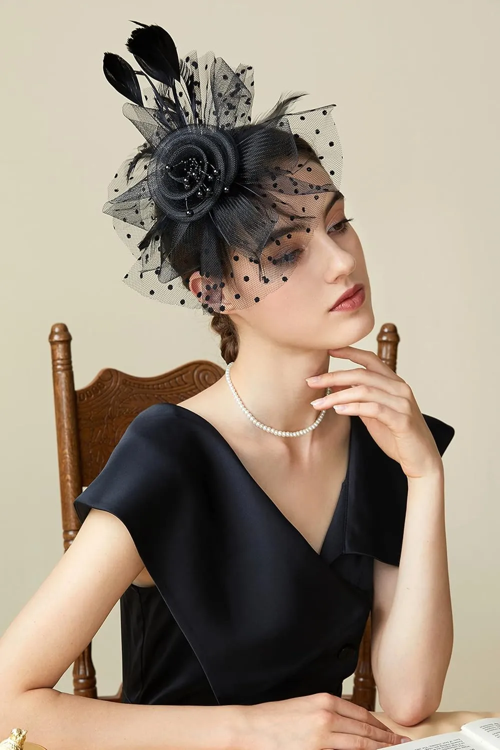 BABEYOND Fascinator Hats for Women Tea Party Hat Kentucky Fascinators Headband Derby Hats Wedding Flower Feathers Hair Clip