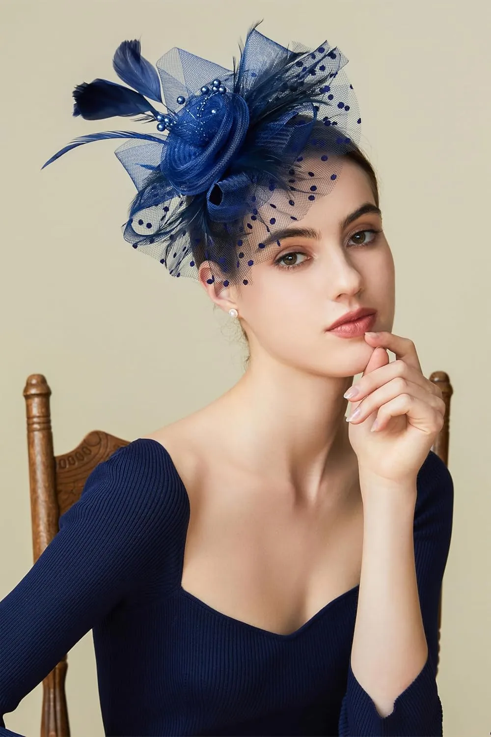 BABEYOND Fascinator Hats for Women Tea Party Hat Kentucky Fascinators Headband Derby Hats Wedding Flower Feathers Hair Clip