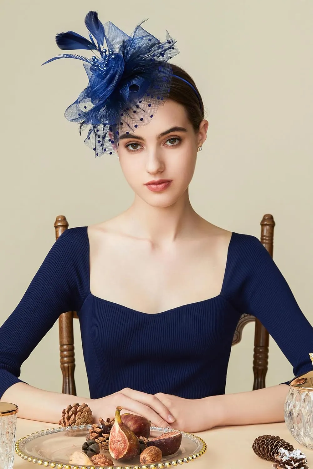 BABEYOND Fascinator Hats for Women Tea Party Hat Kentucky Fascinators Headband Derby Hats Wedding Flower Feathers Hair Clip