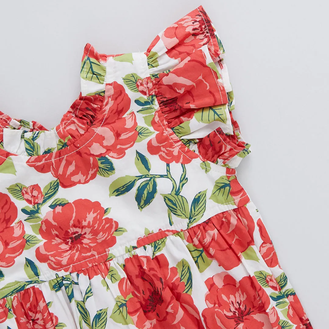 Baby Girls Jennifer Bubble - Red Peonies