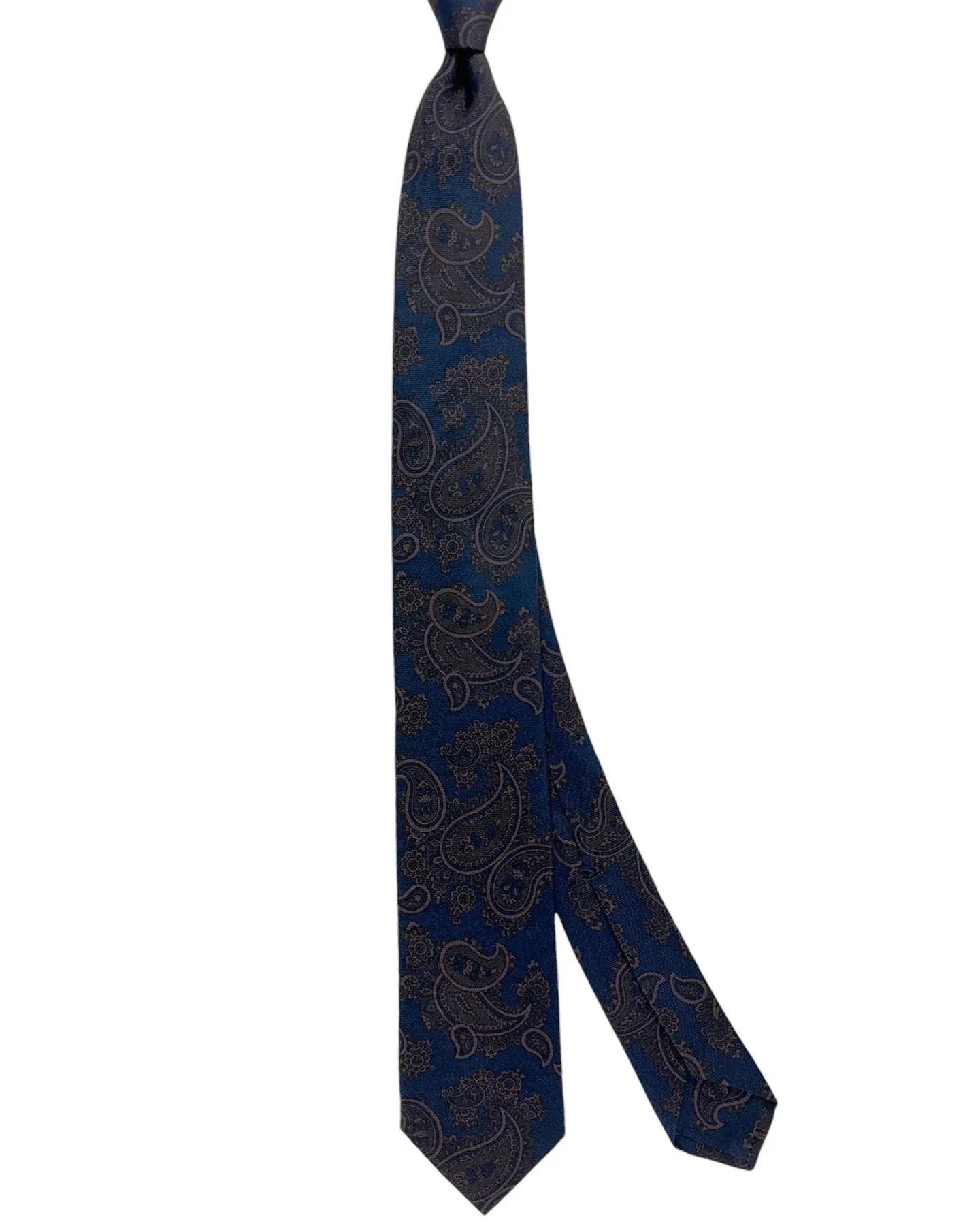 Midnight Blue Paisley Design Sevenfold Tie by Barba - Premium Sartorial Neckwear