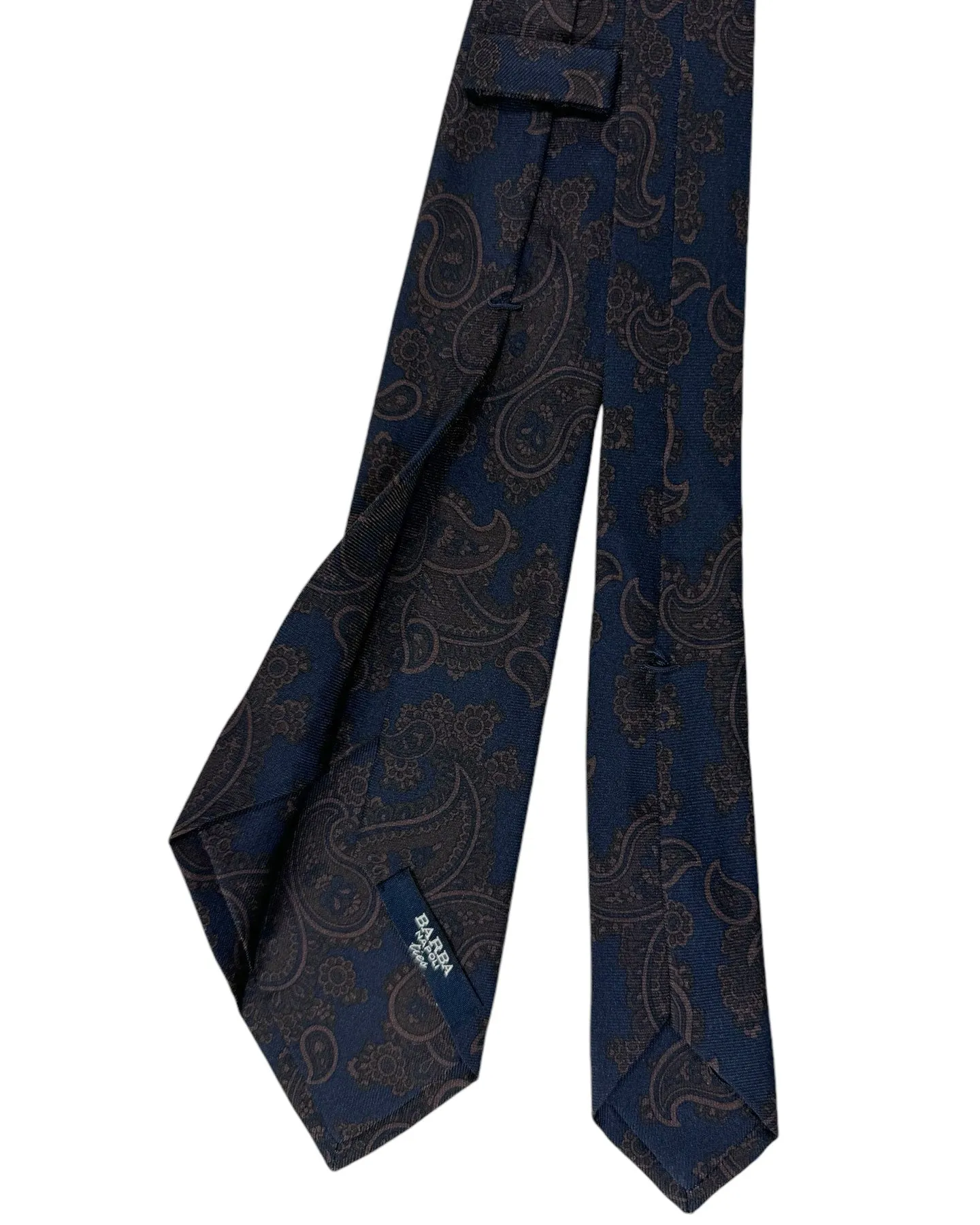 Midnight Blue Paisley Design Sevenfold Tie by Barba - Premium Sartorial Neckwear