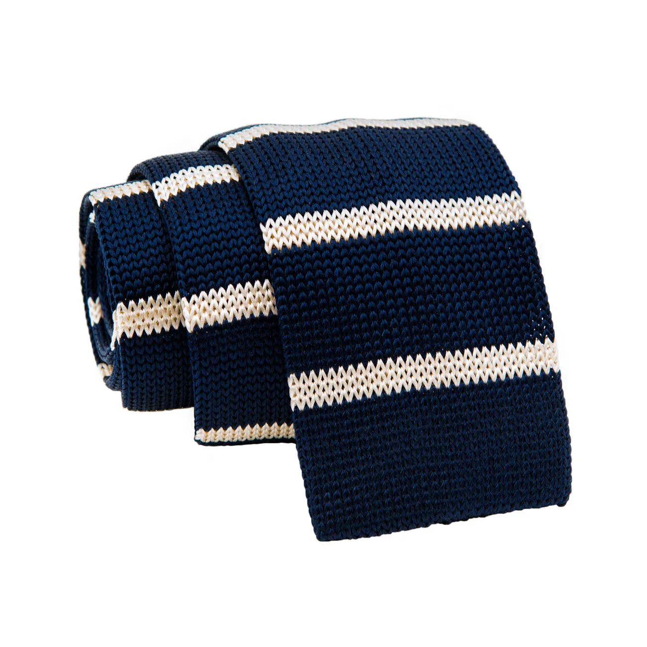 Bellmont Stripes Skinny Knitted Silk Tie, Navy / White