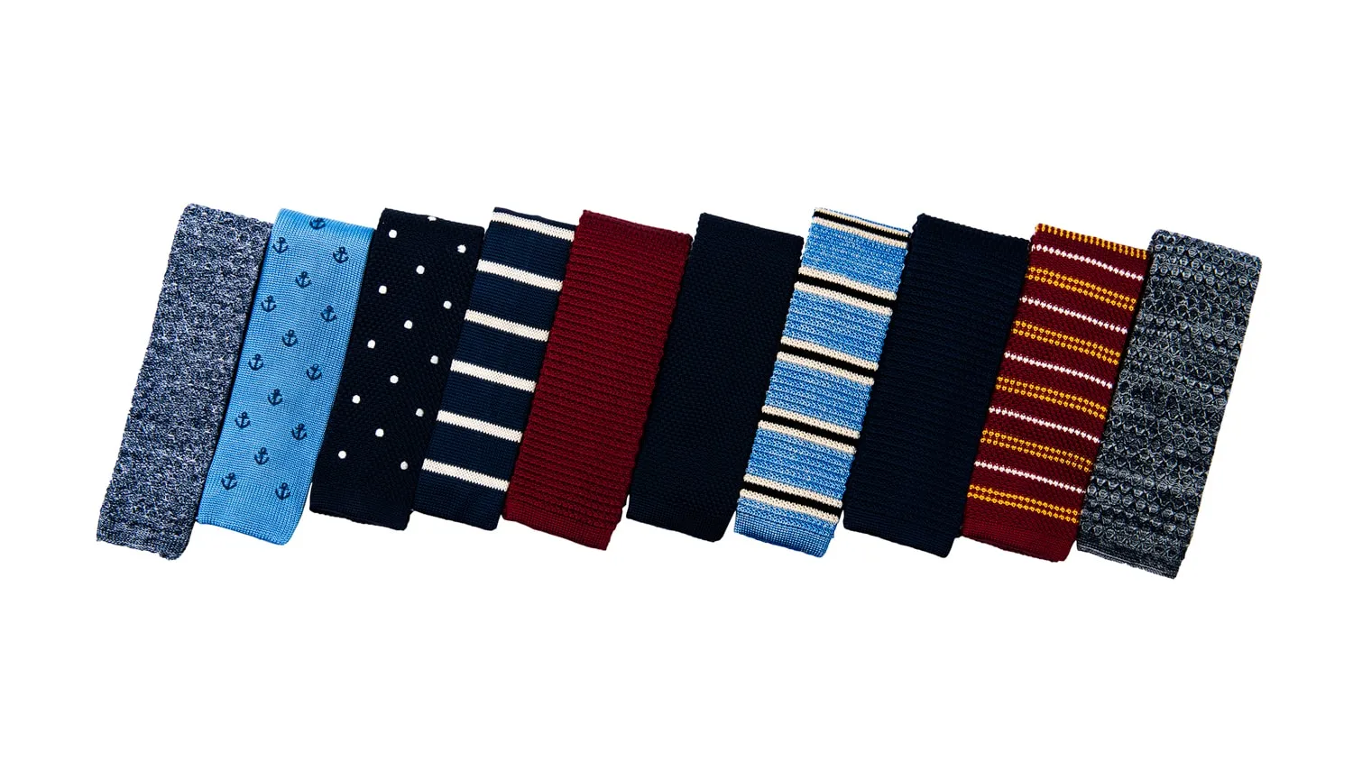 Bellmont Stripes Skinny Knitted Silk Tie, Navy / White