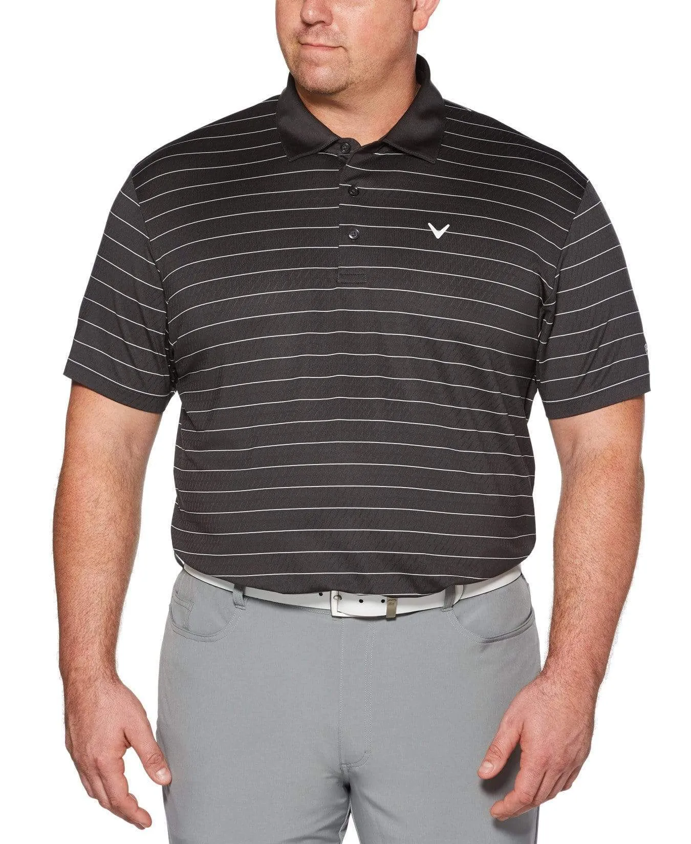 Big& Tall Core Ventilated Stripe Polo with Chevron