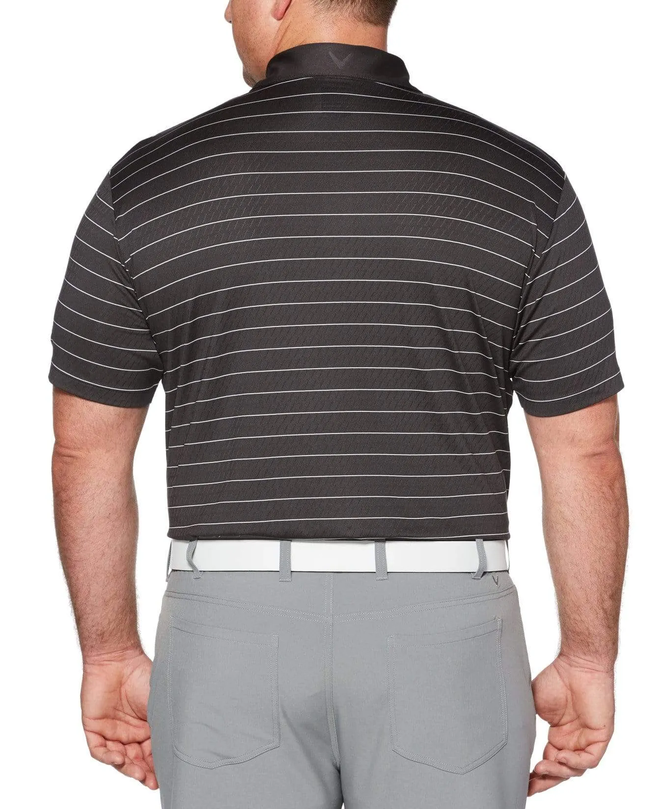 Big& Tall Core Ventilated Stripe Polo with Chevron