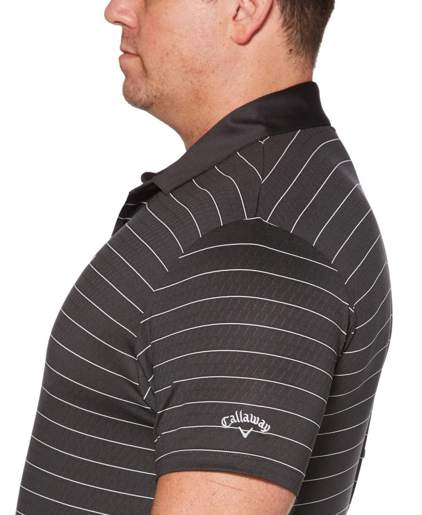 Big& Tall Core Ventilated Stripe Polo with Chevron