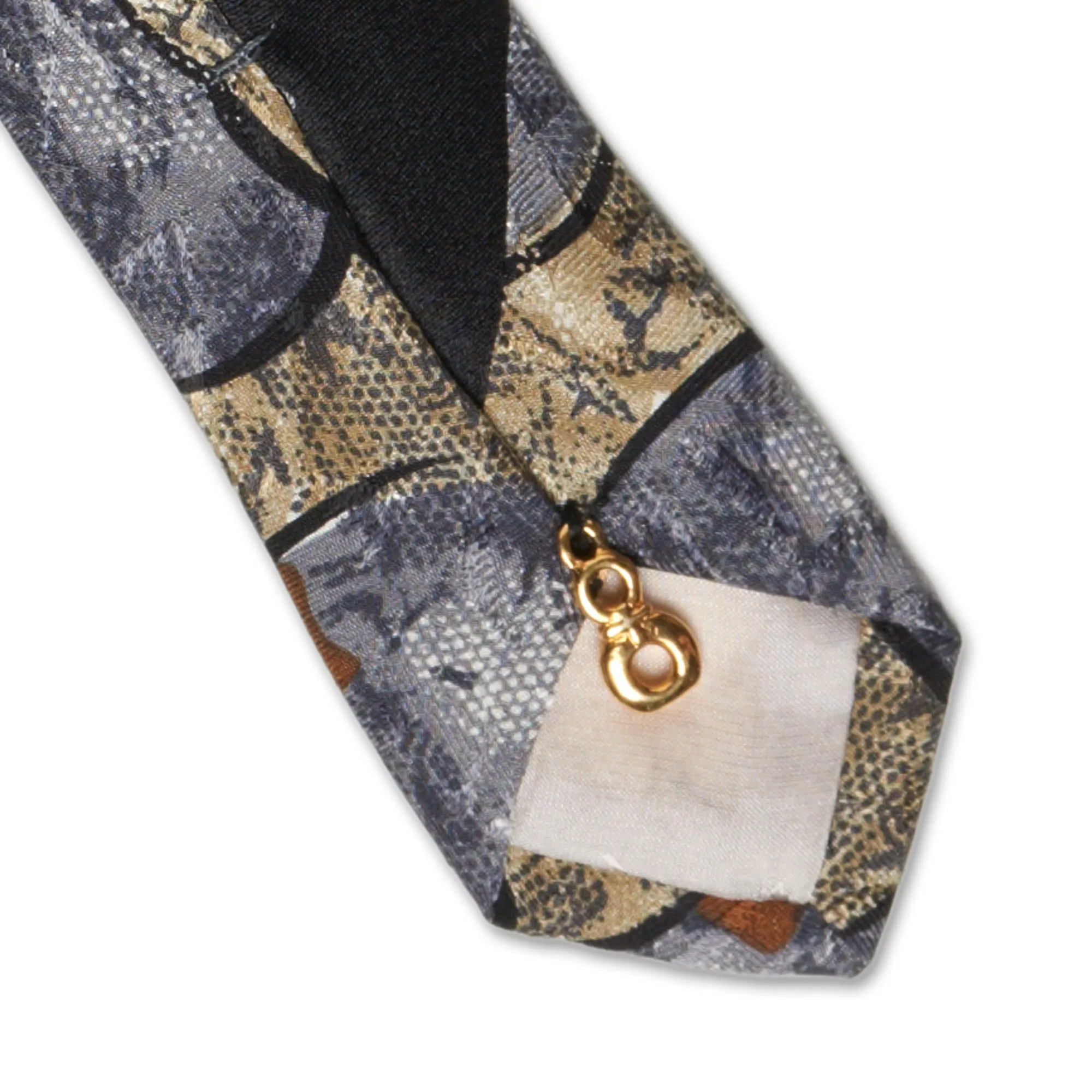 BIJAN Handmade Gray Abstract Design Silk Tie