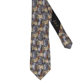 BIJAN Handmade Gray Abstract Design Silk Tie