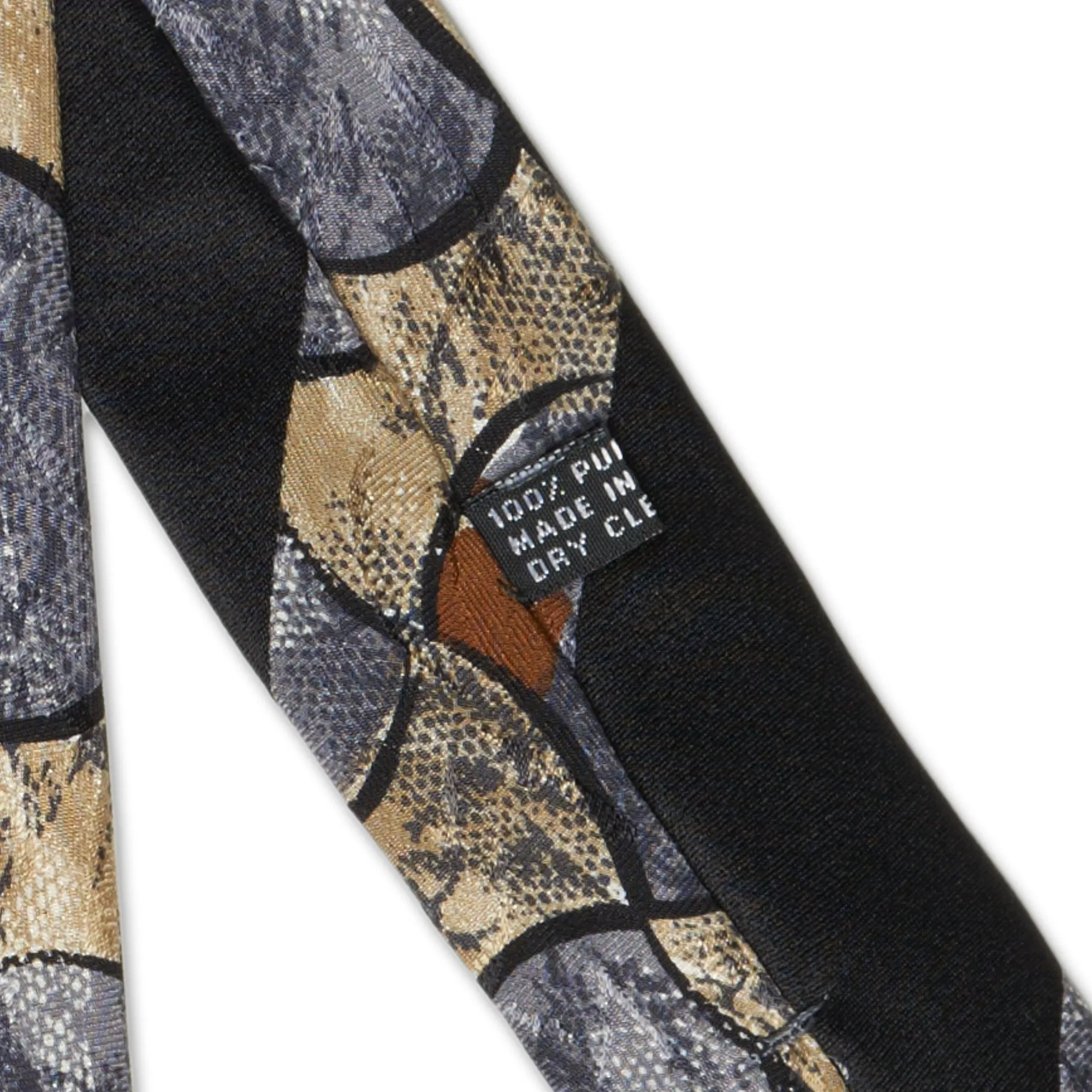 BIJAN Handmade Gray Abstract Design Silk Tie