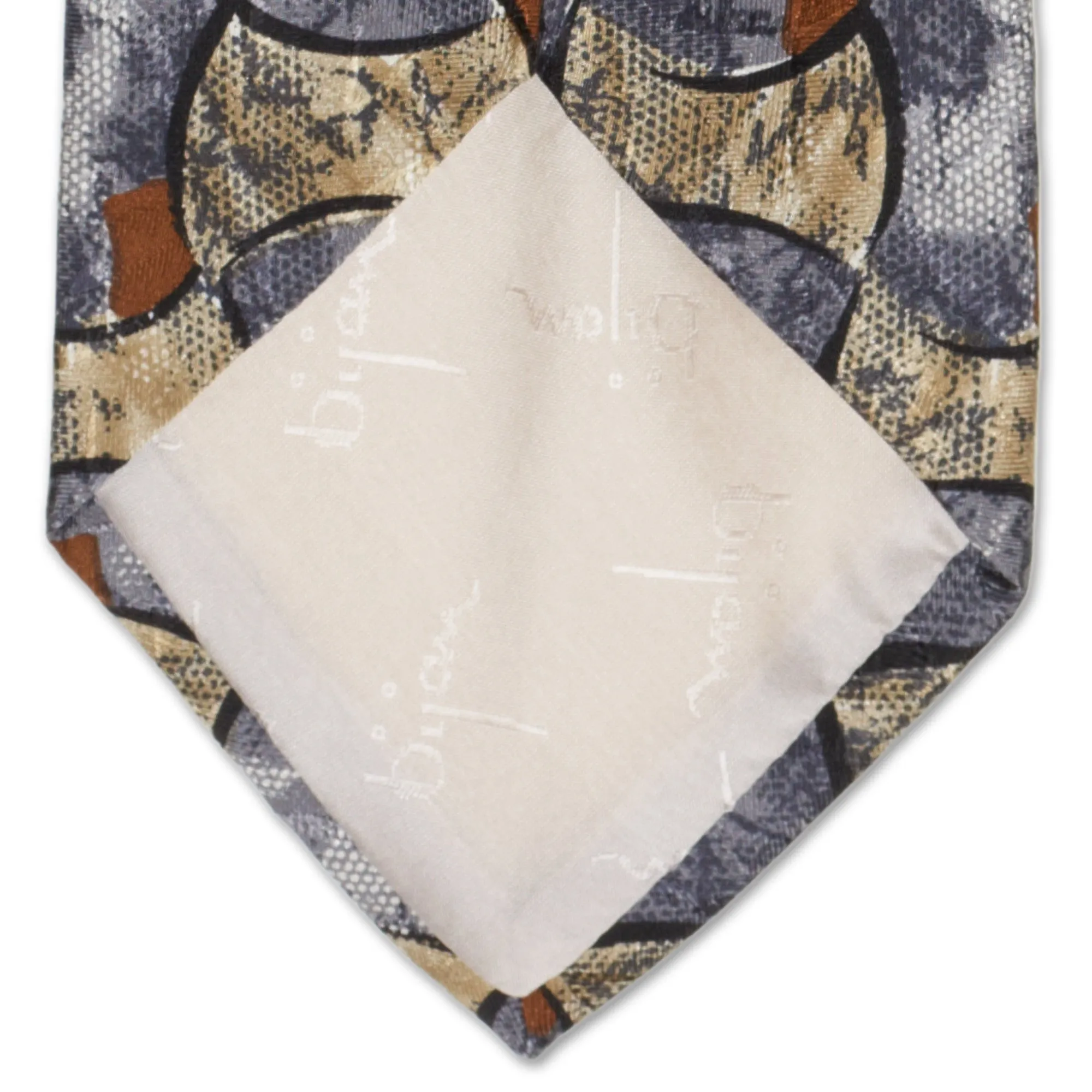 BIJAN Handmade Gray Abstract Design Silk Tie