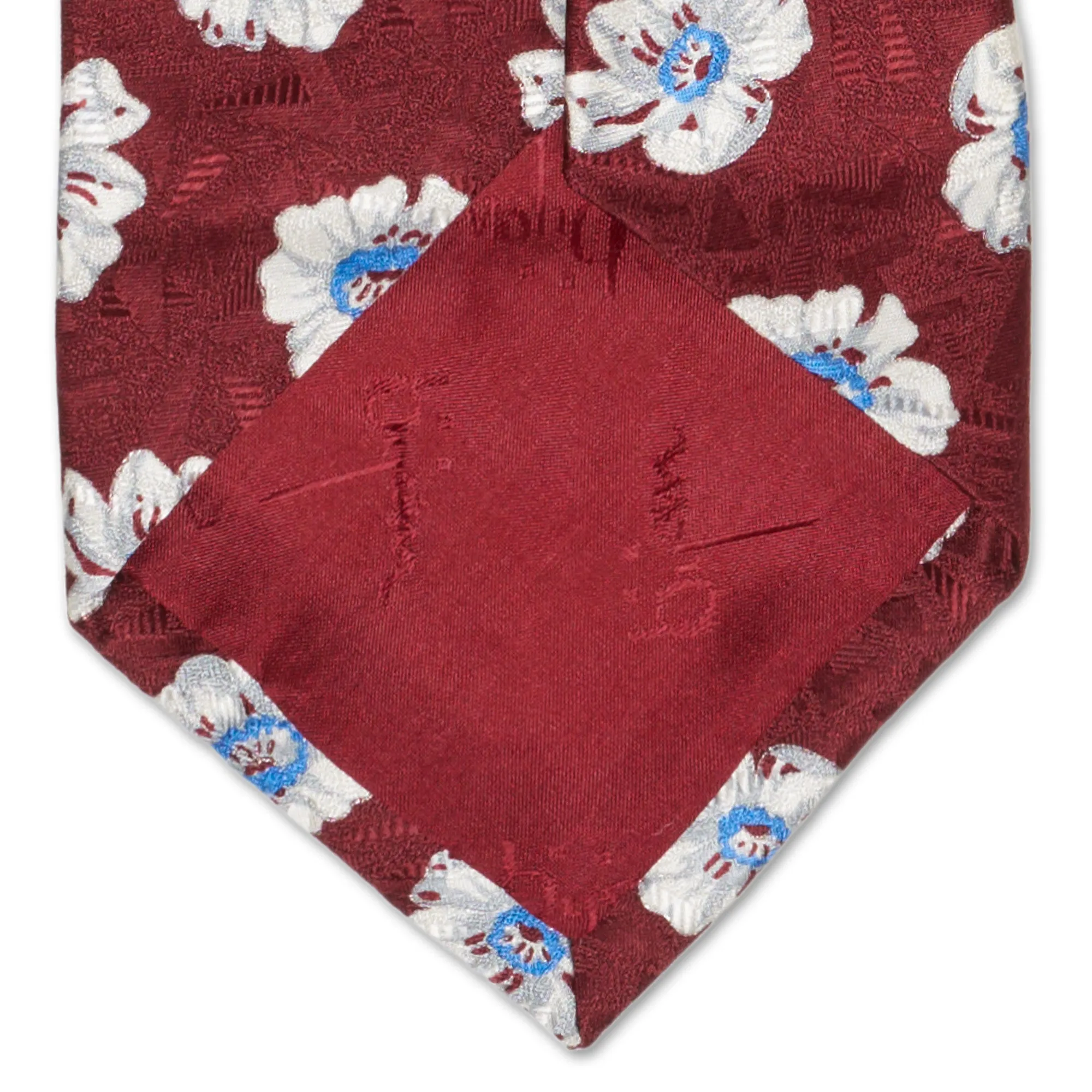 BIJAN Handmade Red Floral Design Silk Tie