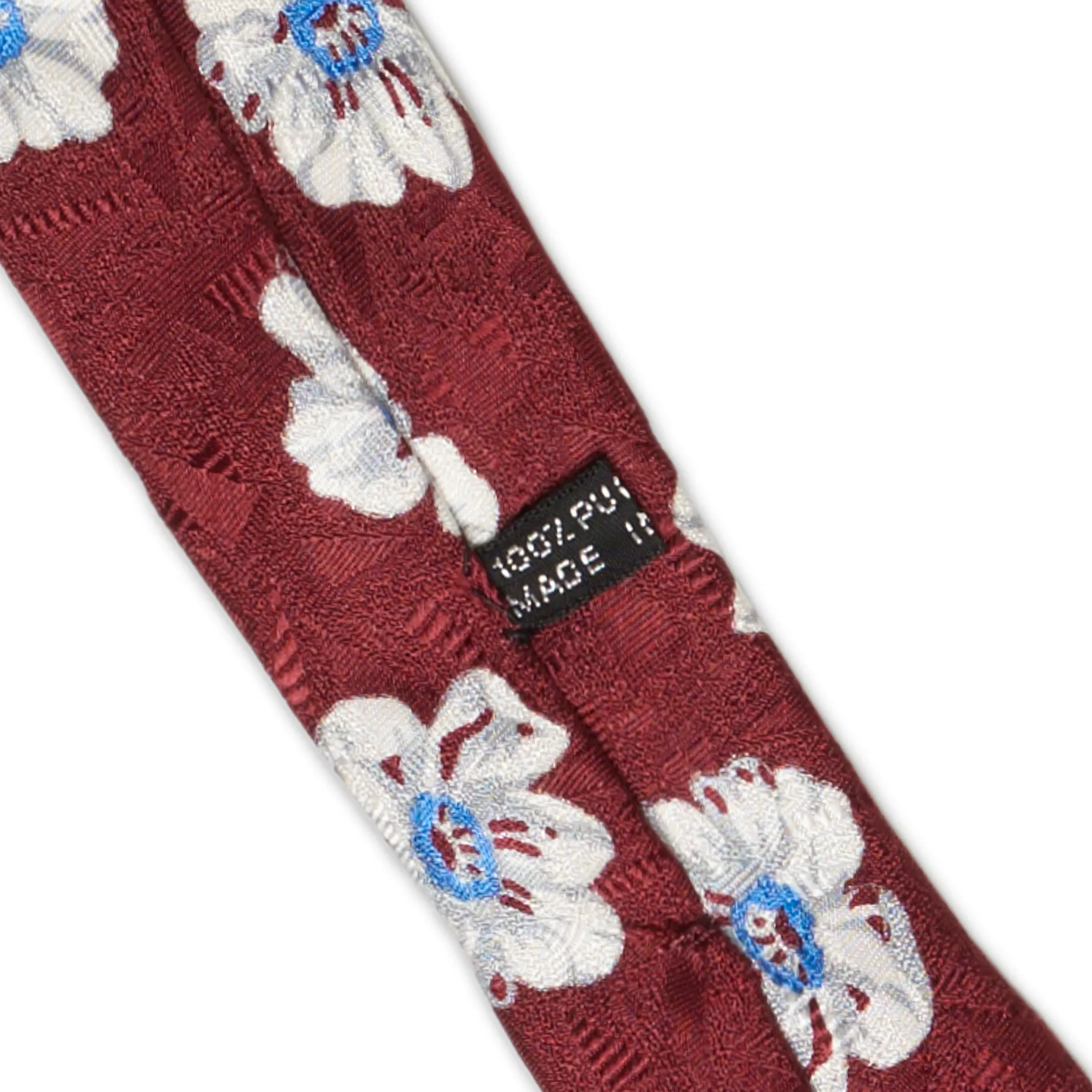 BIJAN Handmade Red Floral Design Silk Tie