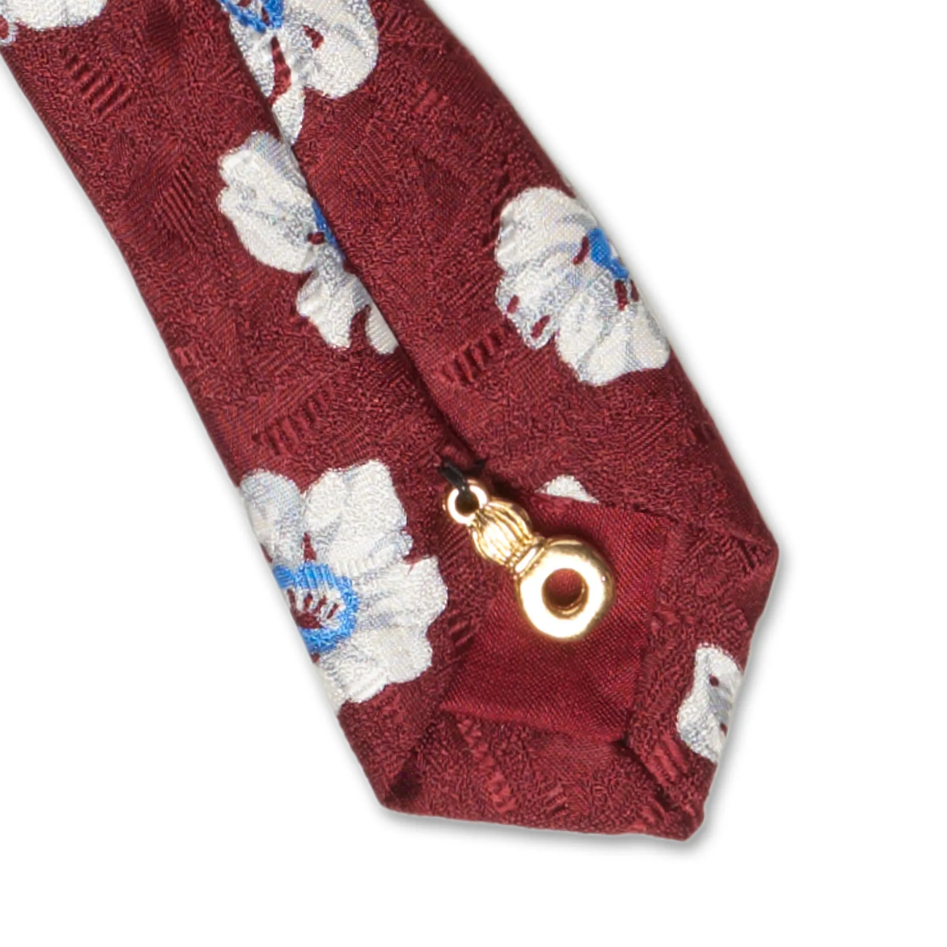 BIJAN Handmade Red Floral Design Silk Tie