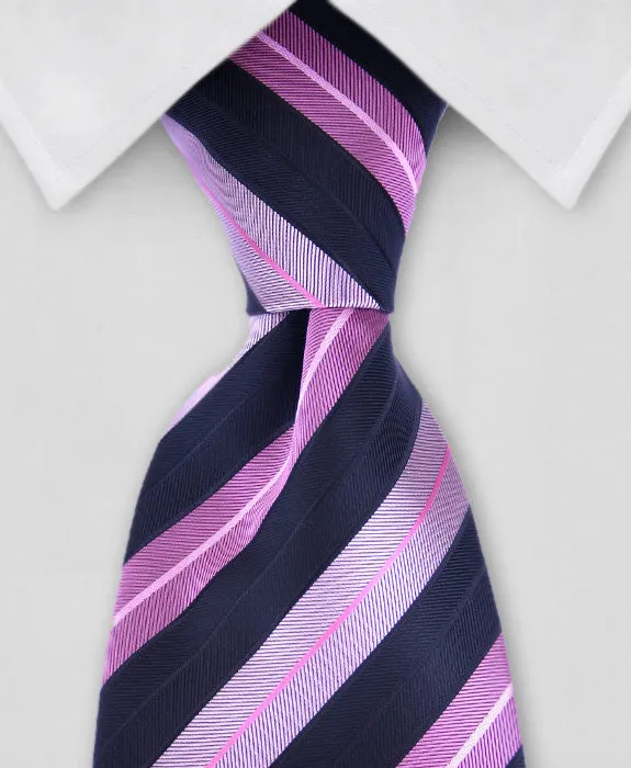 Black & Rose Pink Thick Striped Tie