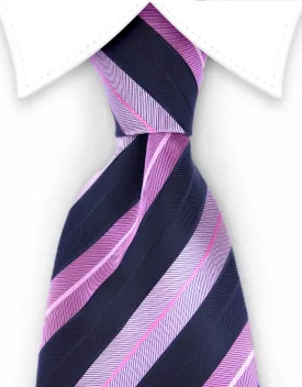 Black & Rose Pink Thick Striped Tie