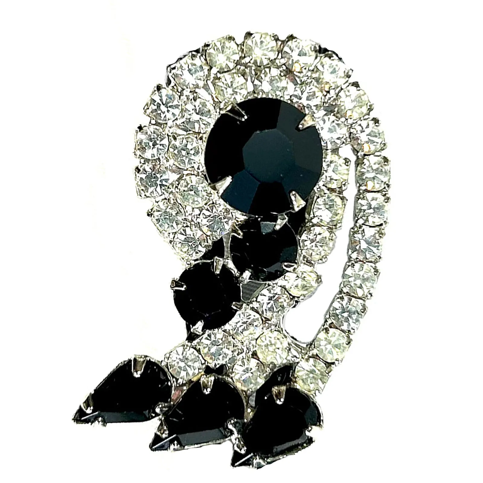 Black & White Rhinestone Western Bolo Tie