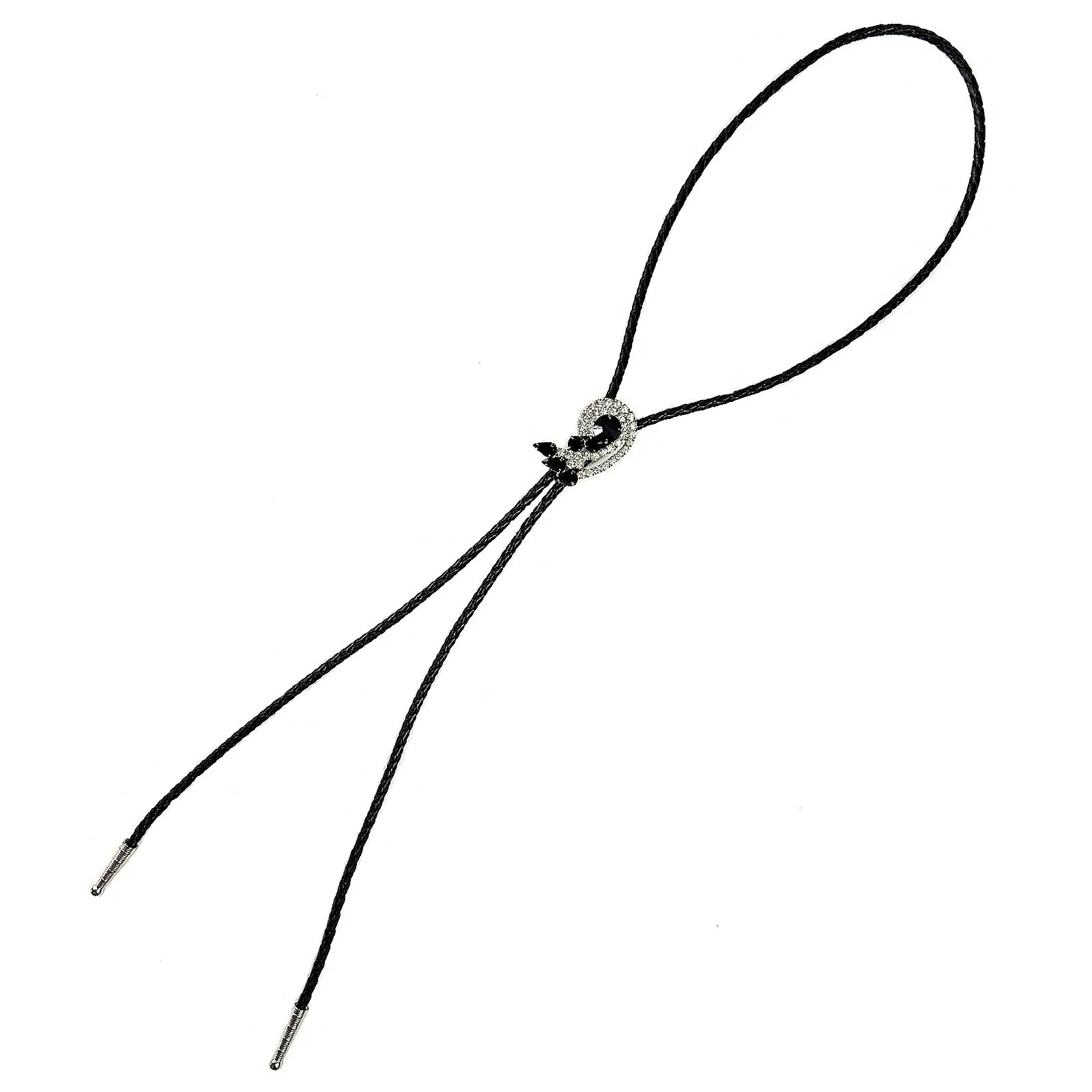 Black & White Rhinestone Western Bolo Tie