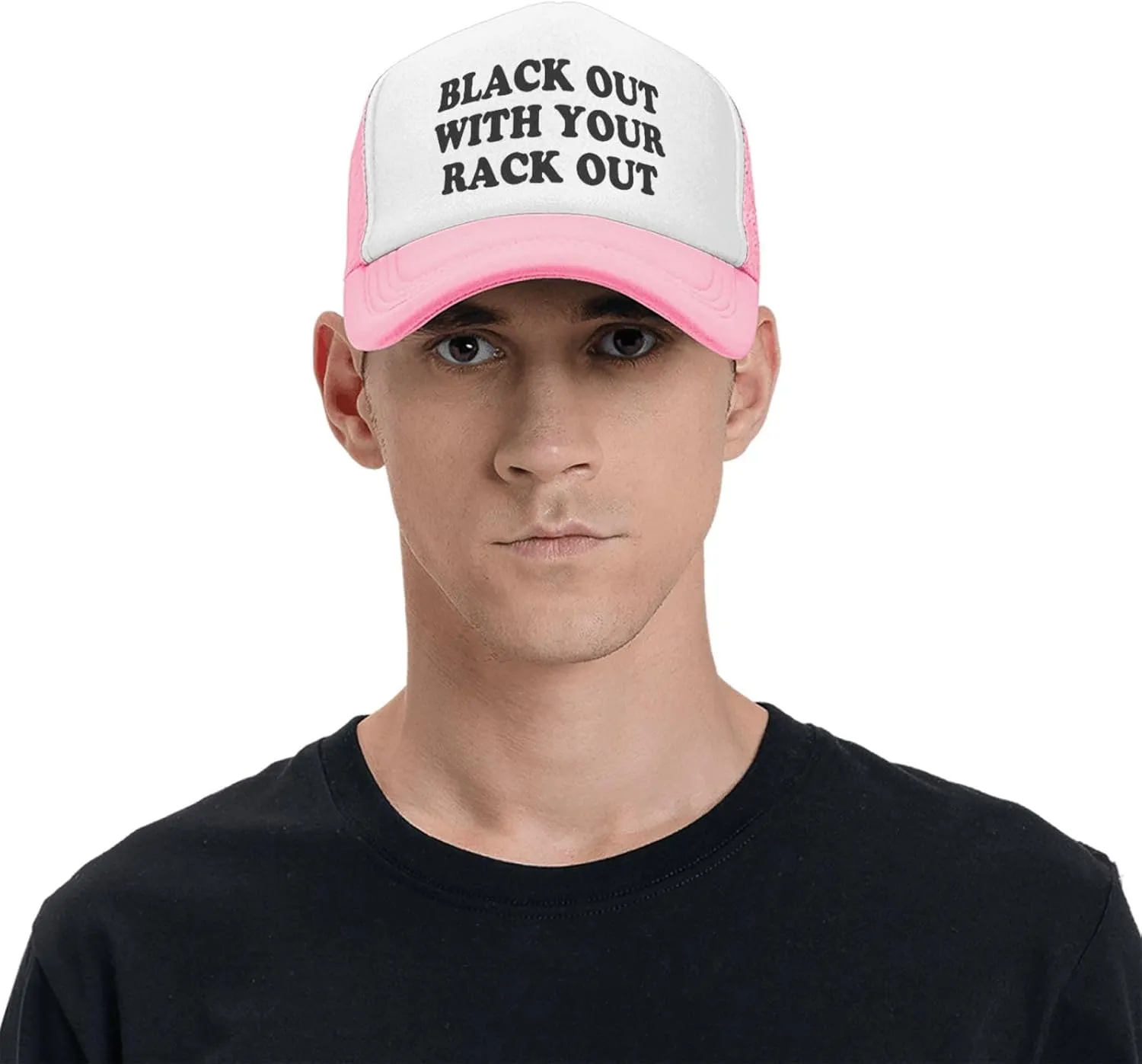 Black Out with Your Rack Out Funny Hat Unisex Adult Trucker Caps Fishing Adjustable Cap Classic Sport Hats Black